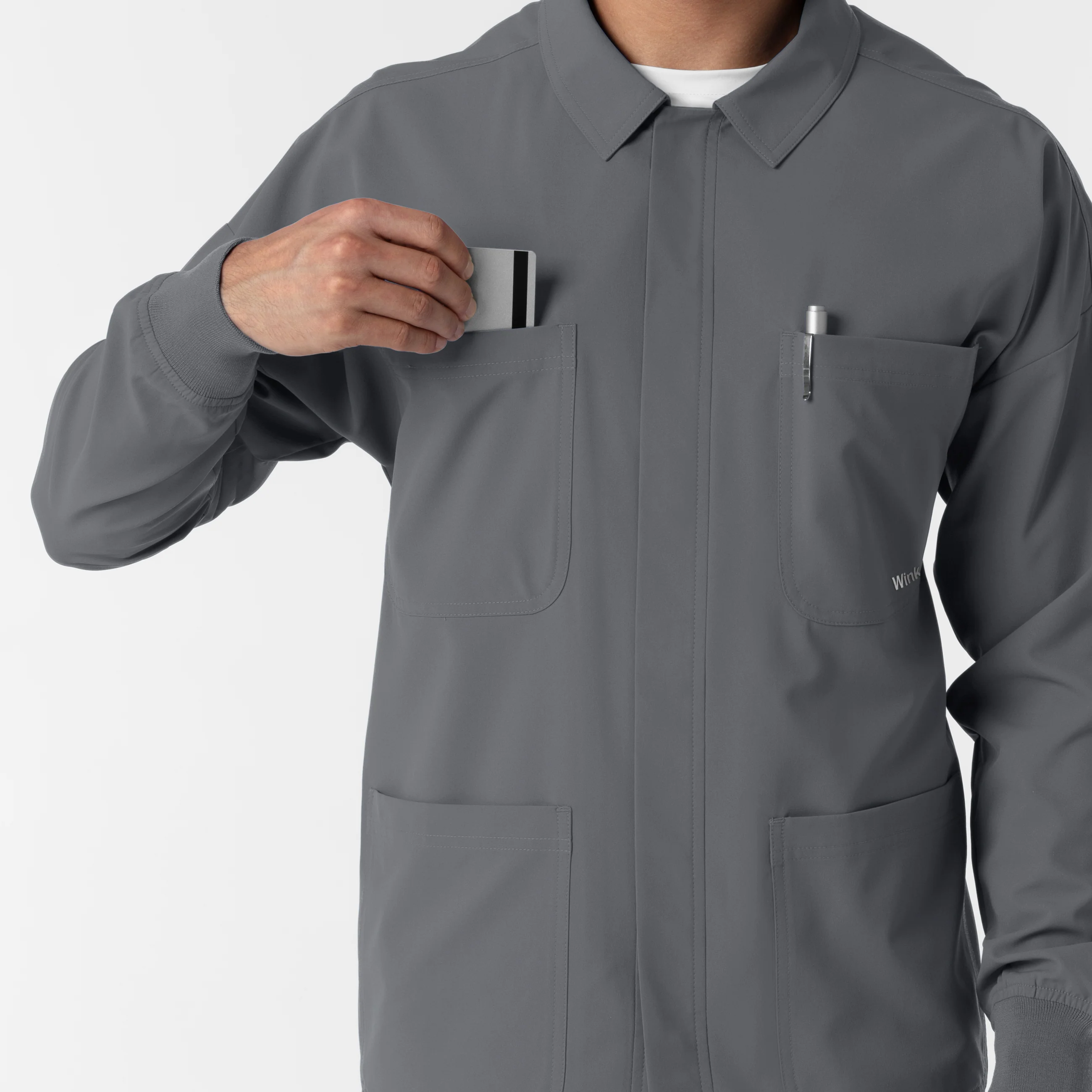 NURTUR Men’s Scrub Shirt Jacket - Pewter - Image 7