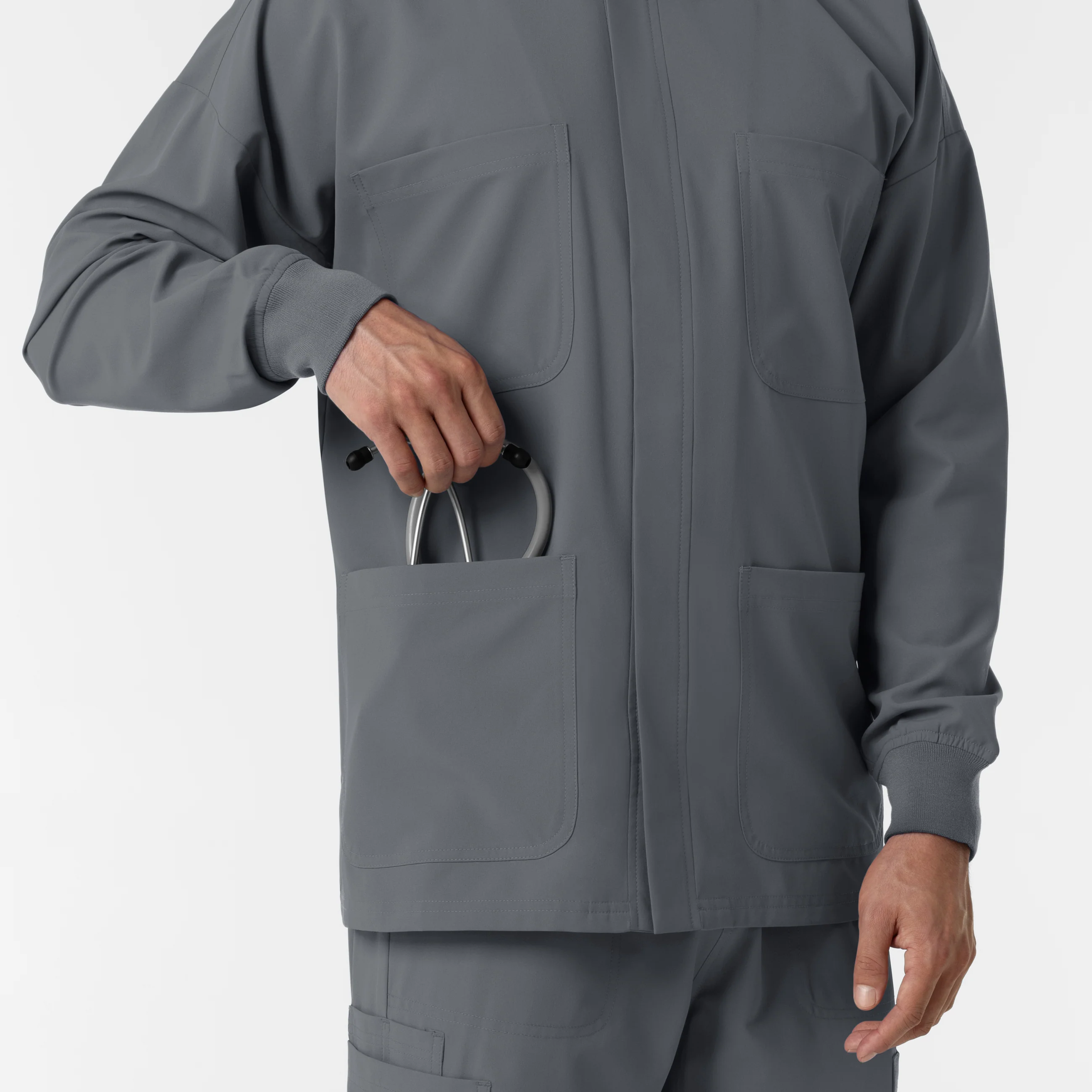 NURTUR Men’s Scrub Shirt Jacket - Pewter - Image 8