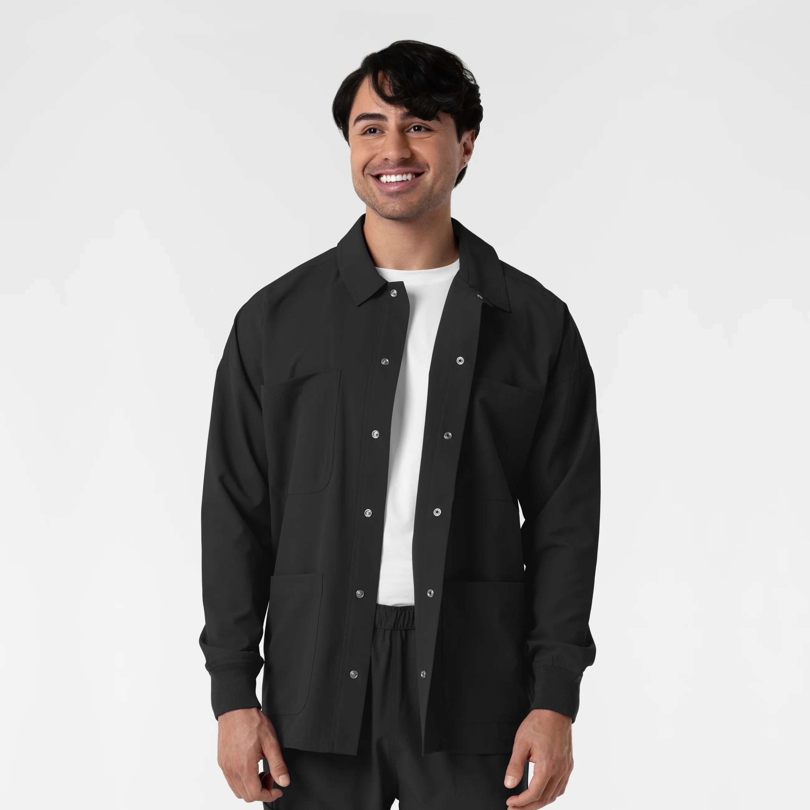 NURTUR Men’s Scrub Shirt Jacket - Black - Image 6