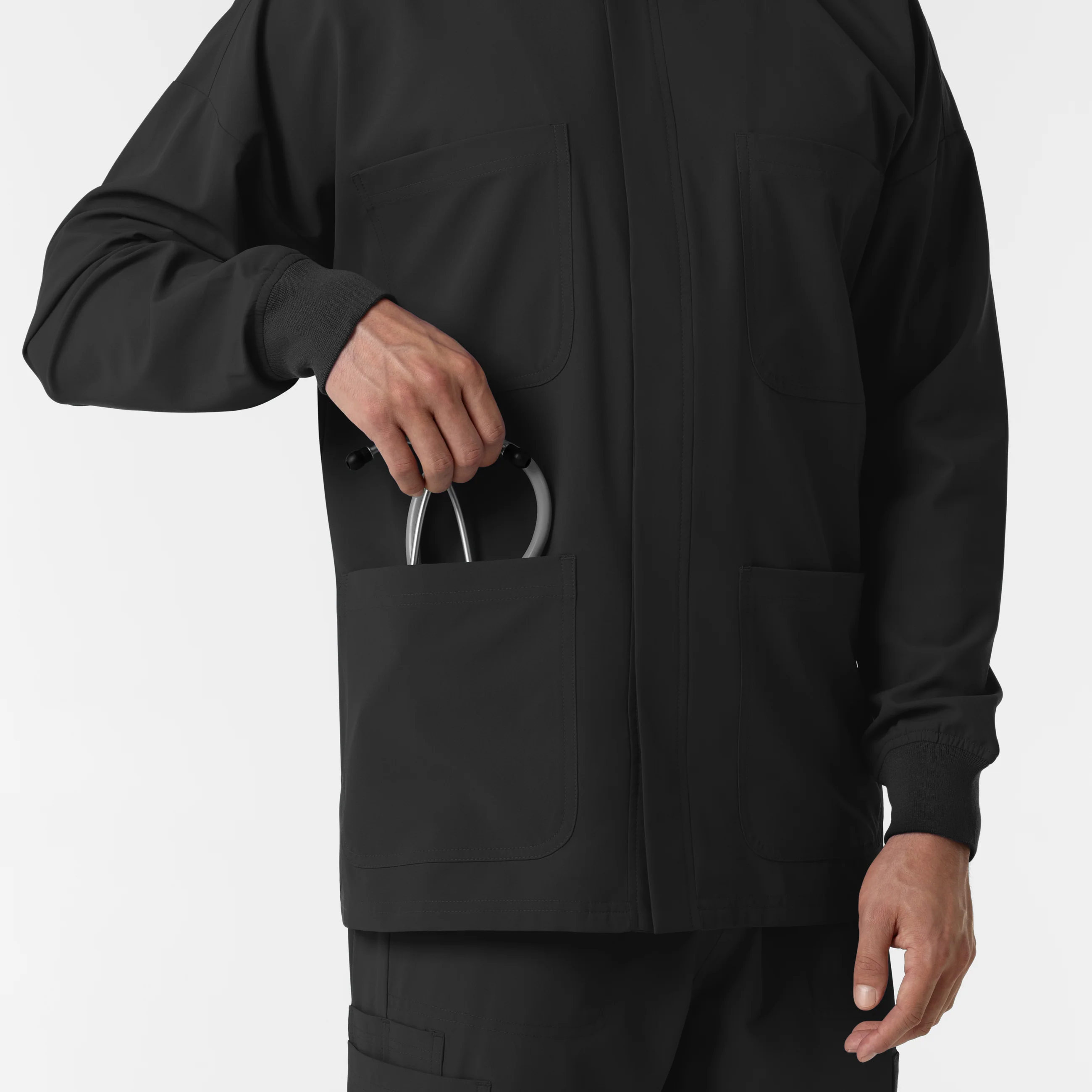 NURTUR Men’s Scrub Shirt Jacket - Black - Image 8