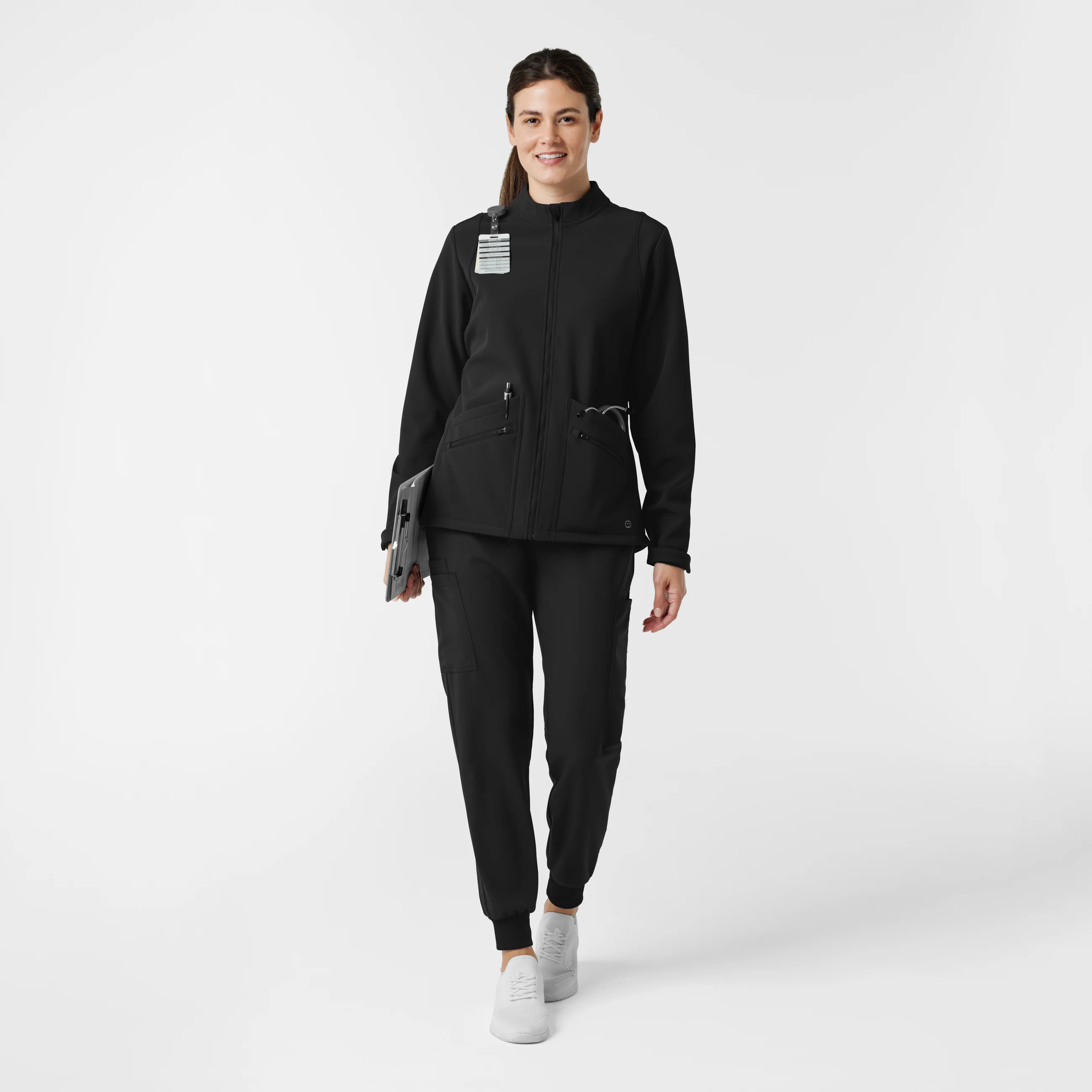 Women's Softshell Scrub Jacket - Black - Image 3