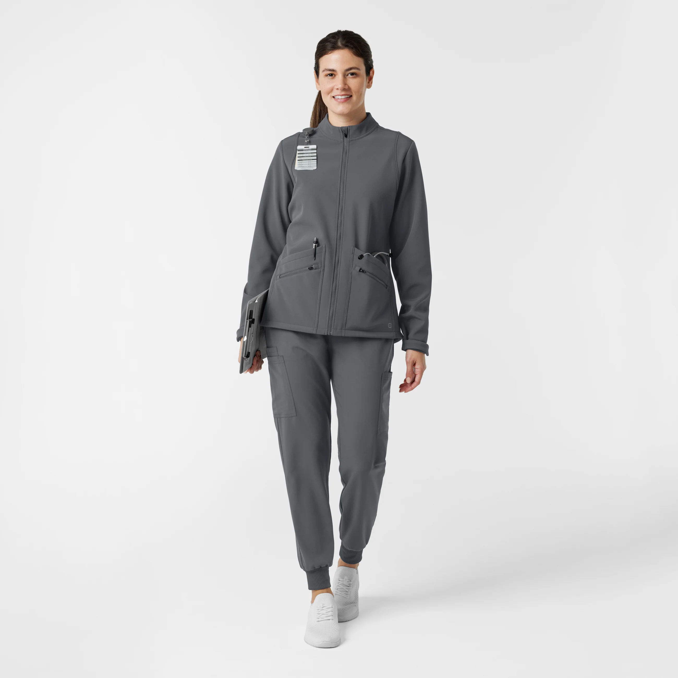 Women's Softshell Scrub Jacket - Pewter - Image 3