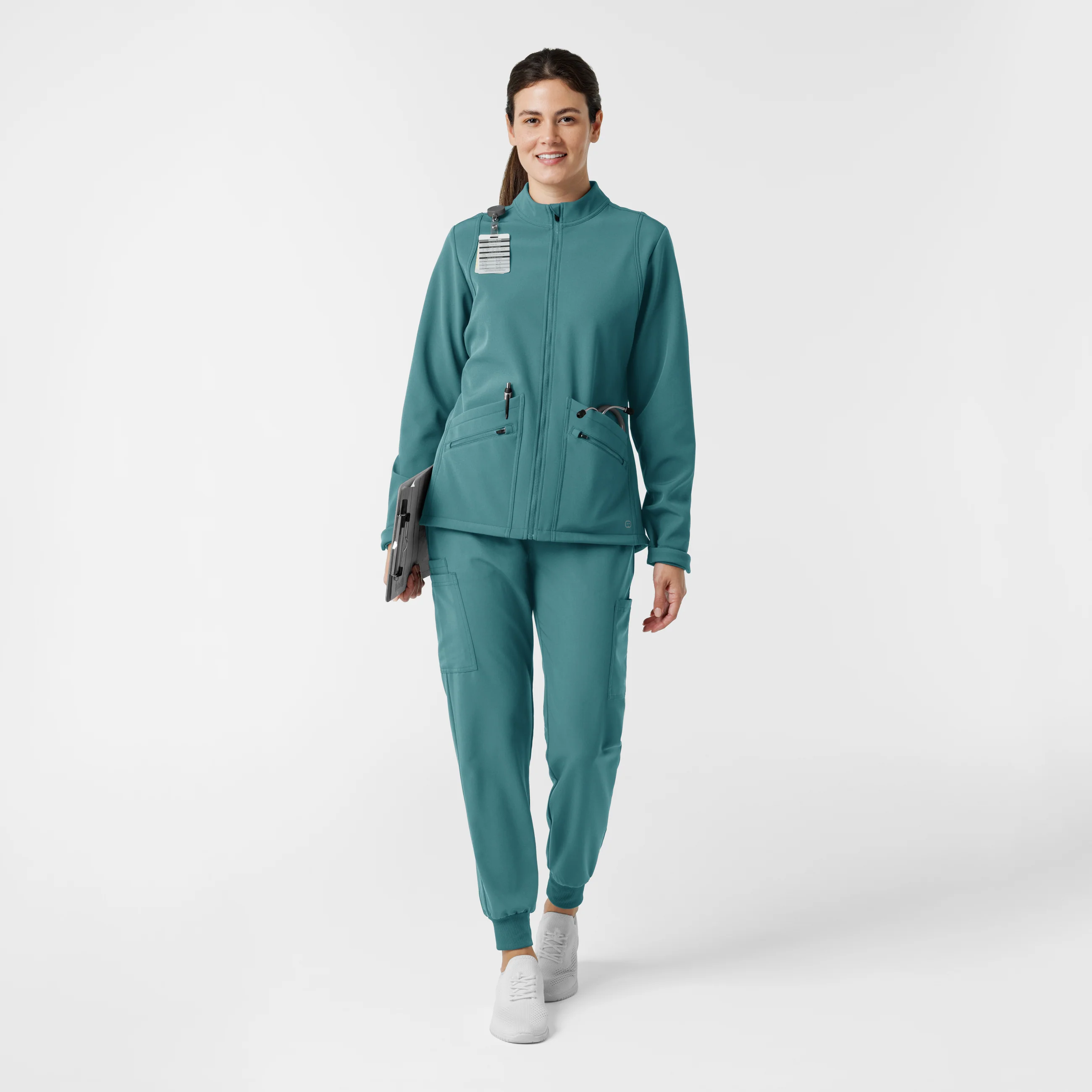 Women's Softshell Scrub Jacket - Vintage Teal - Image 3