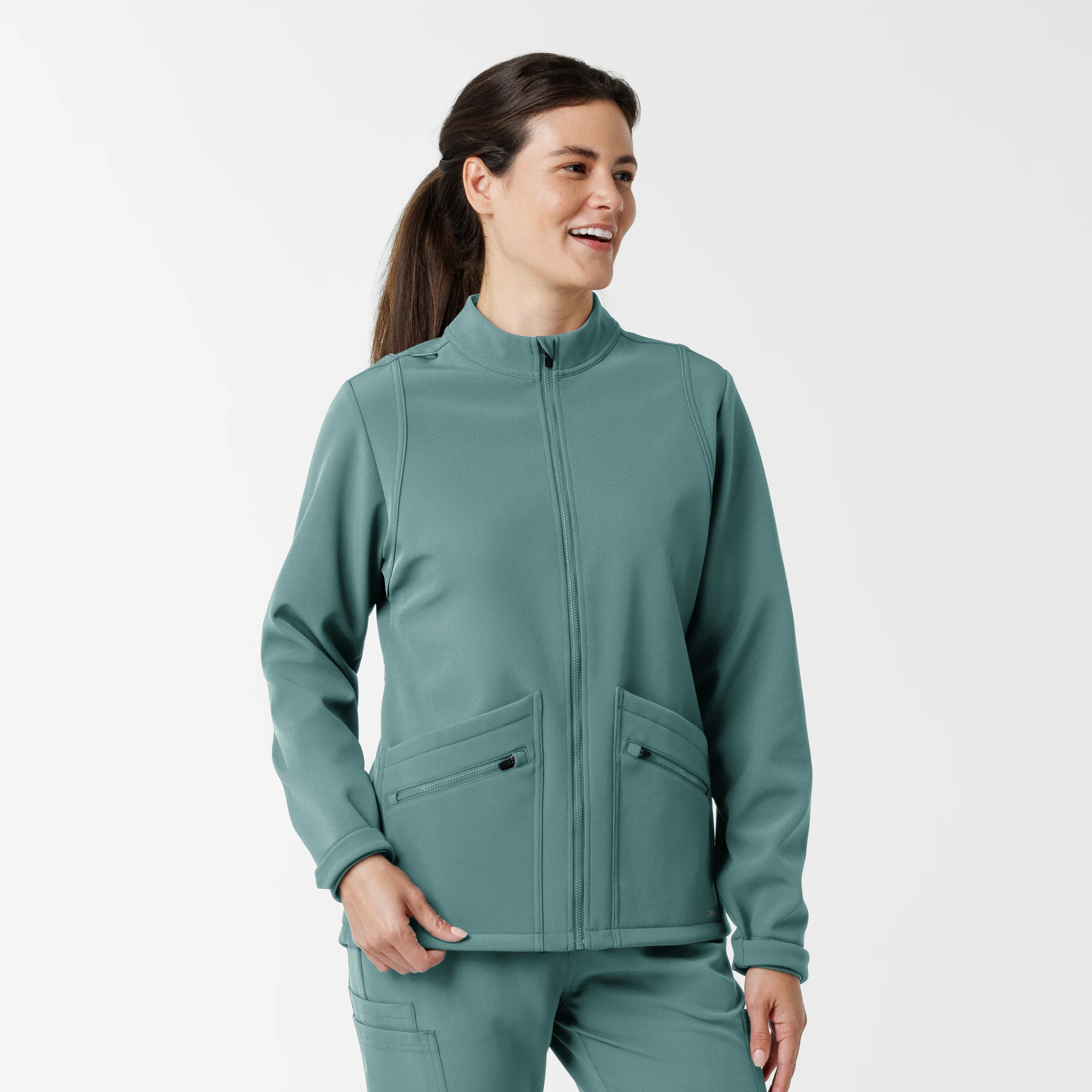 Women's Softshell Scrub Jacket - Vintage Teal - Image 4