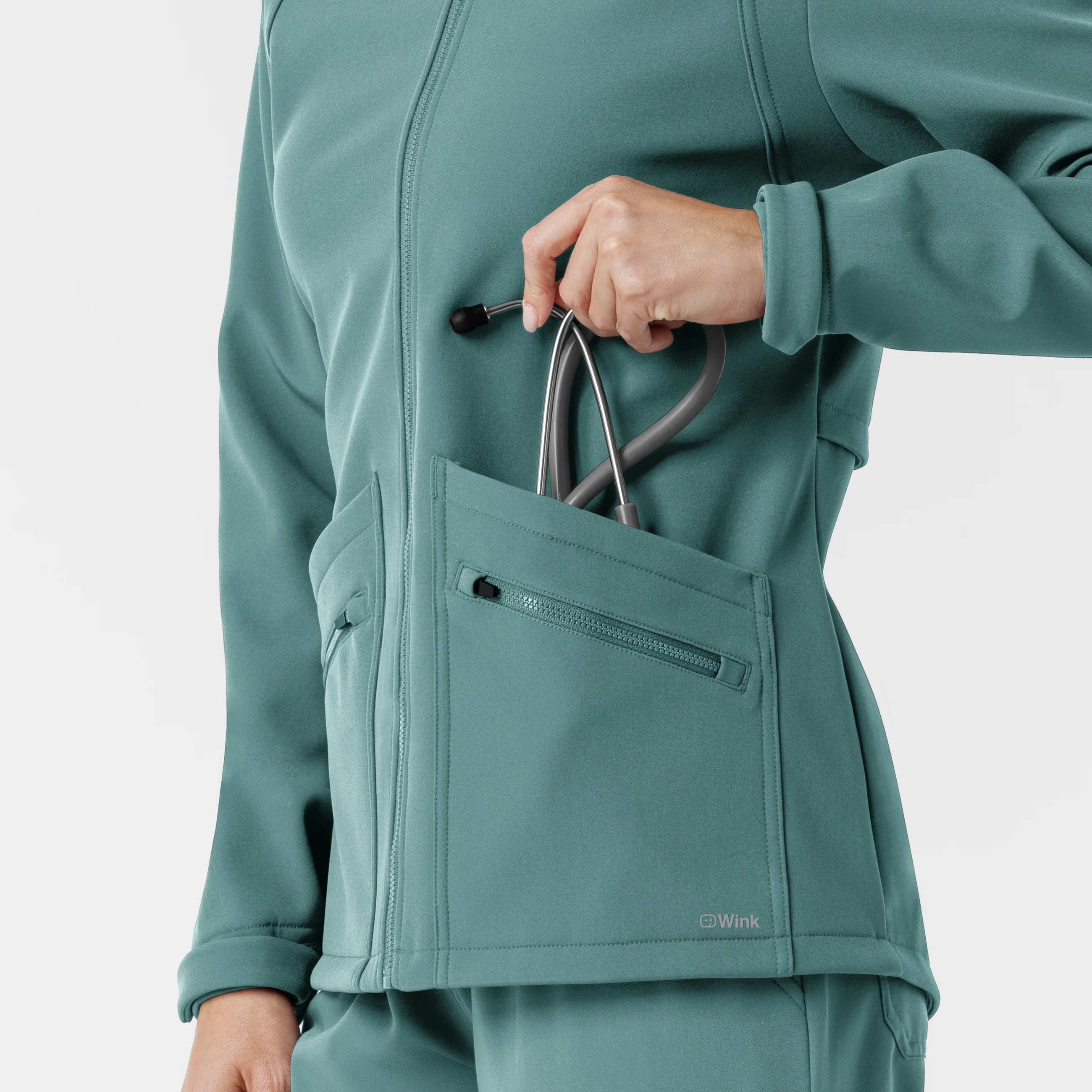 Women's Softshell Scrub Jacket - Vintage Teal - Image 8