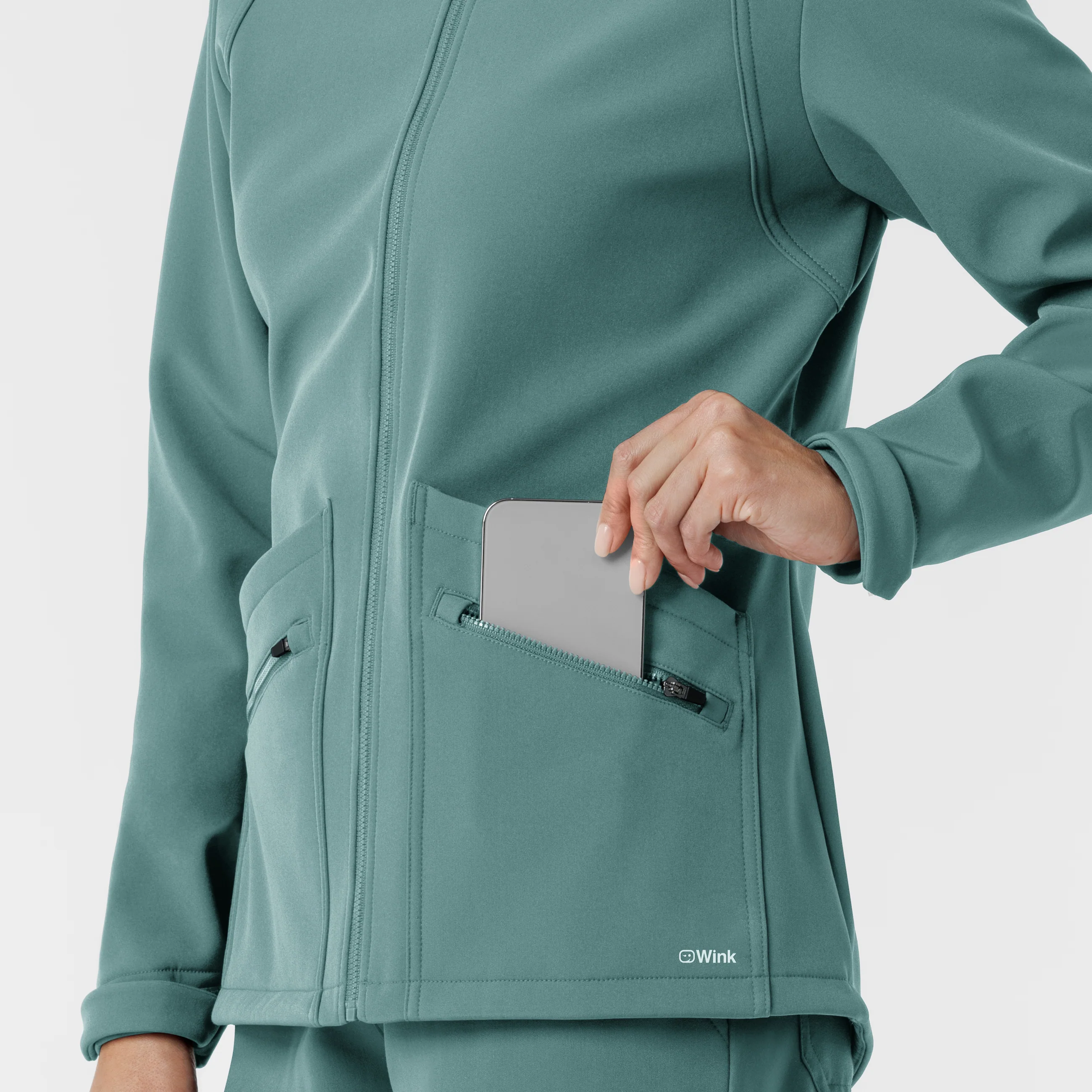 Women's Softshell Scrub Jacket - Vintage Teal - Image 9