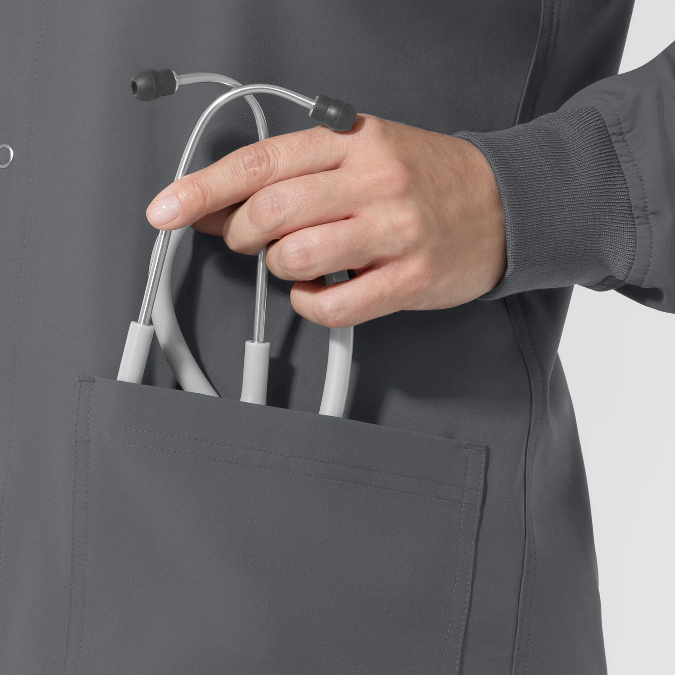 NURTUR Unisex Warm-Up Scrub Jacket - Pewter - Image 8