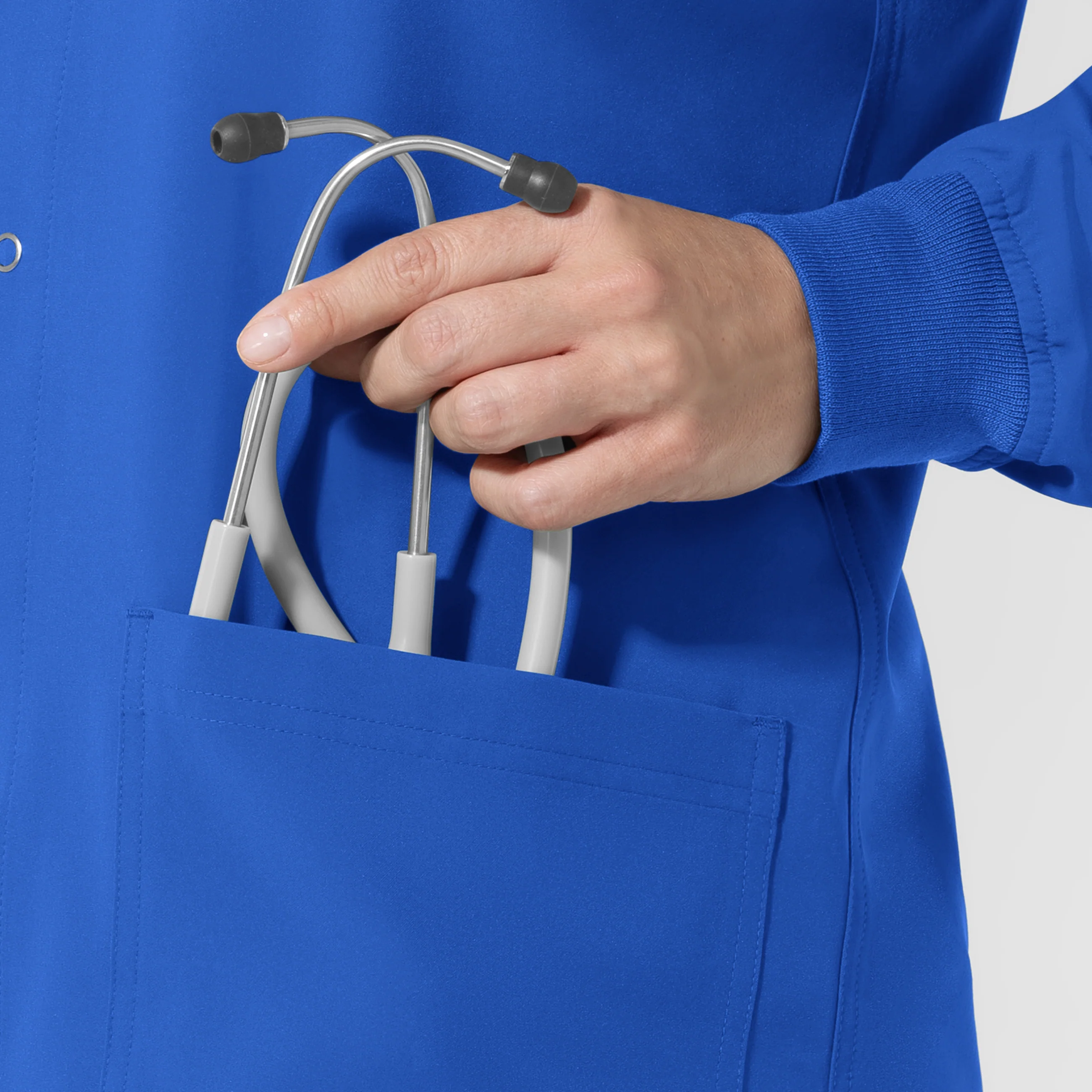 NURTUR Unisex Warm-Up Scrub Jacket - Royal - Image 8