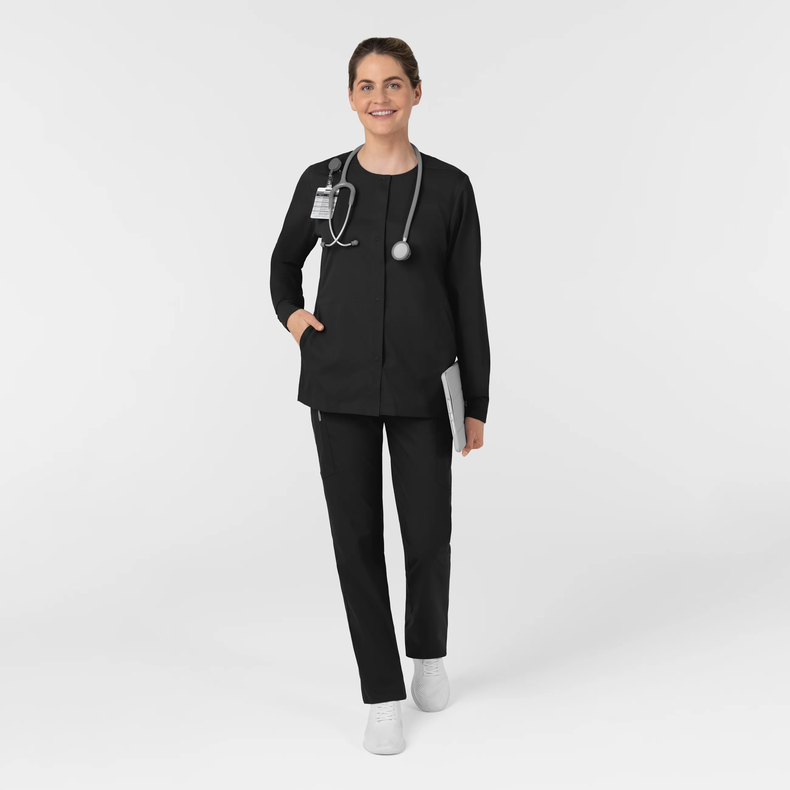 Boundless Women’s Warm-Up Scrub Jacket - Black - Image 3