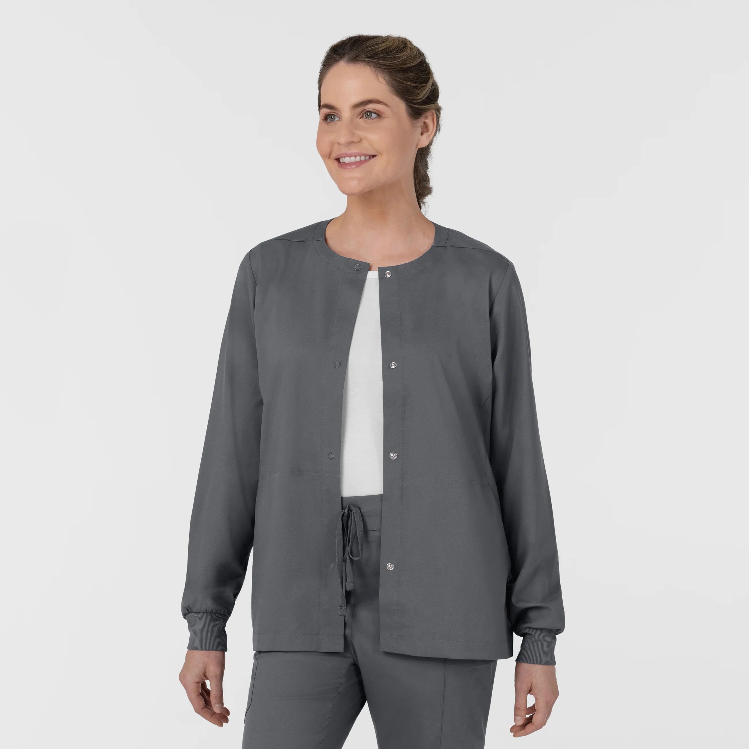Boundless Women’s Warm-Up Scrub Jacket - Pewter - Image 4