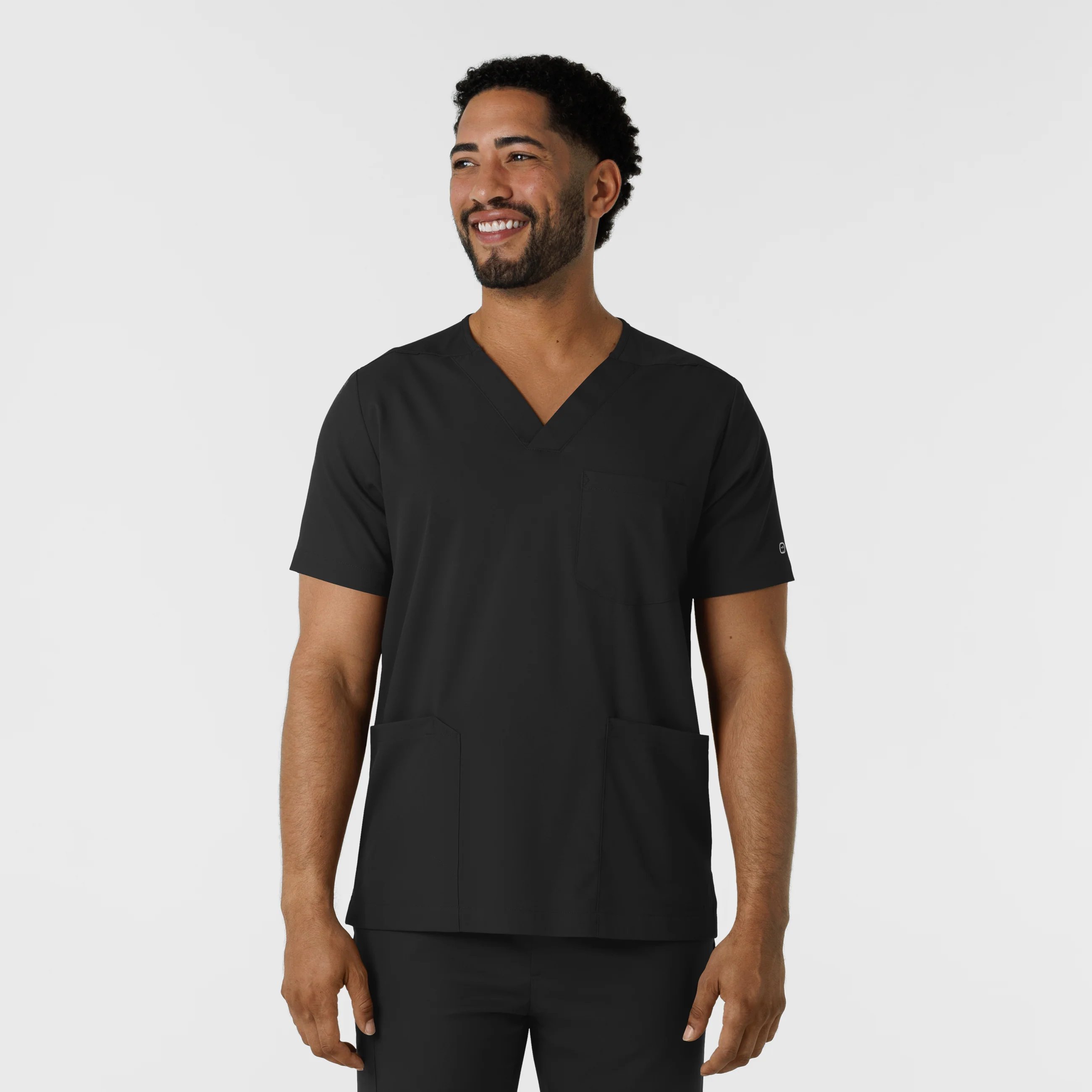 Boundless Men's Multi Pocket V-Neck Scrub Top - Black