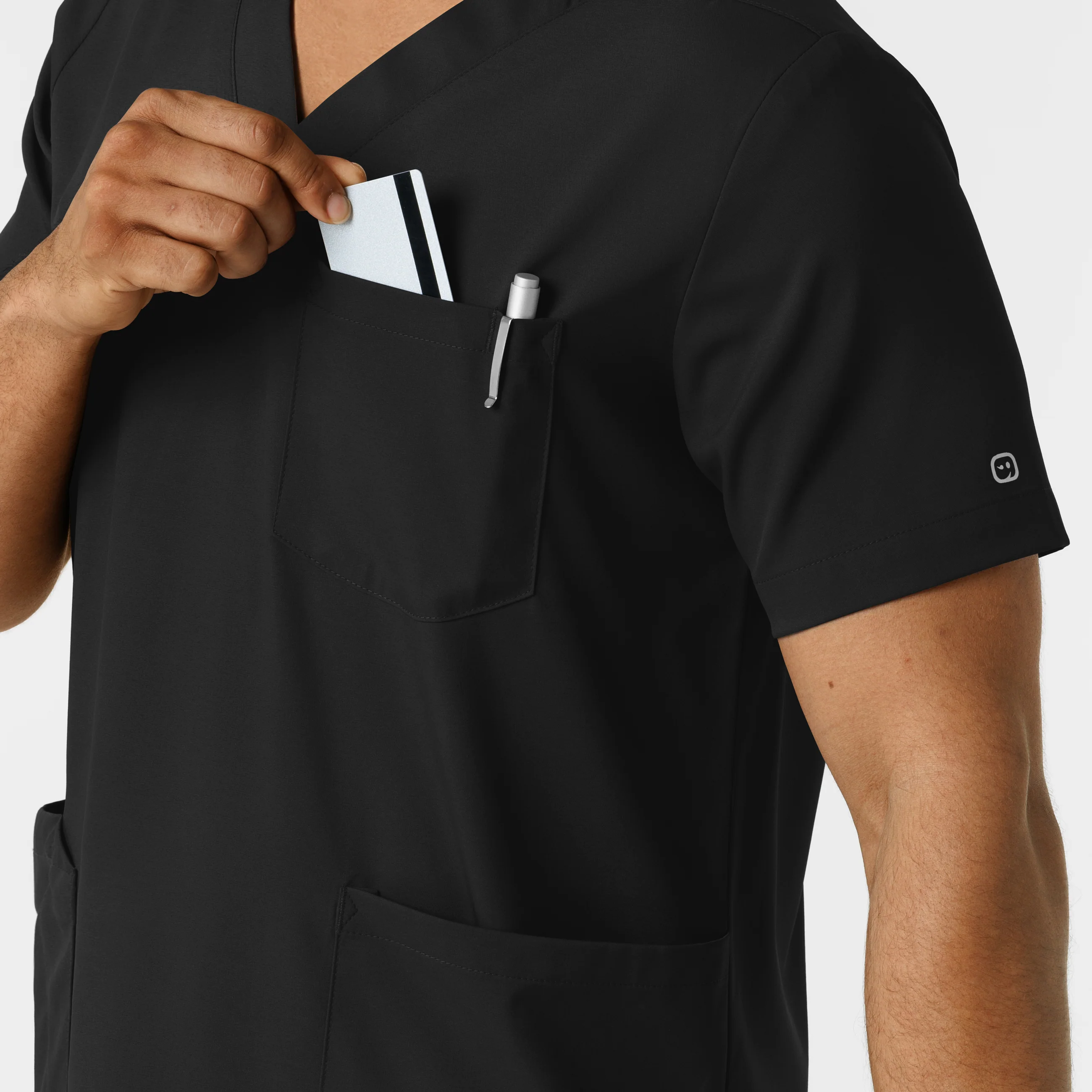 Boundless Men's Multi Pocket V-Neck Scrub Top - Black - Image 7