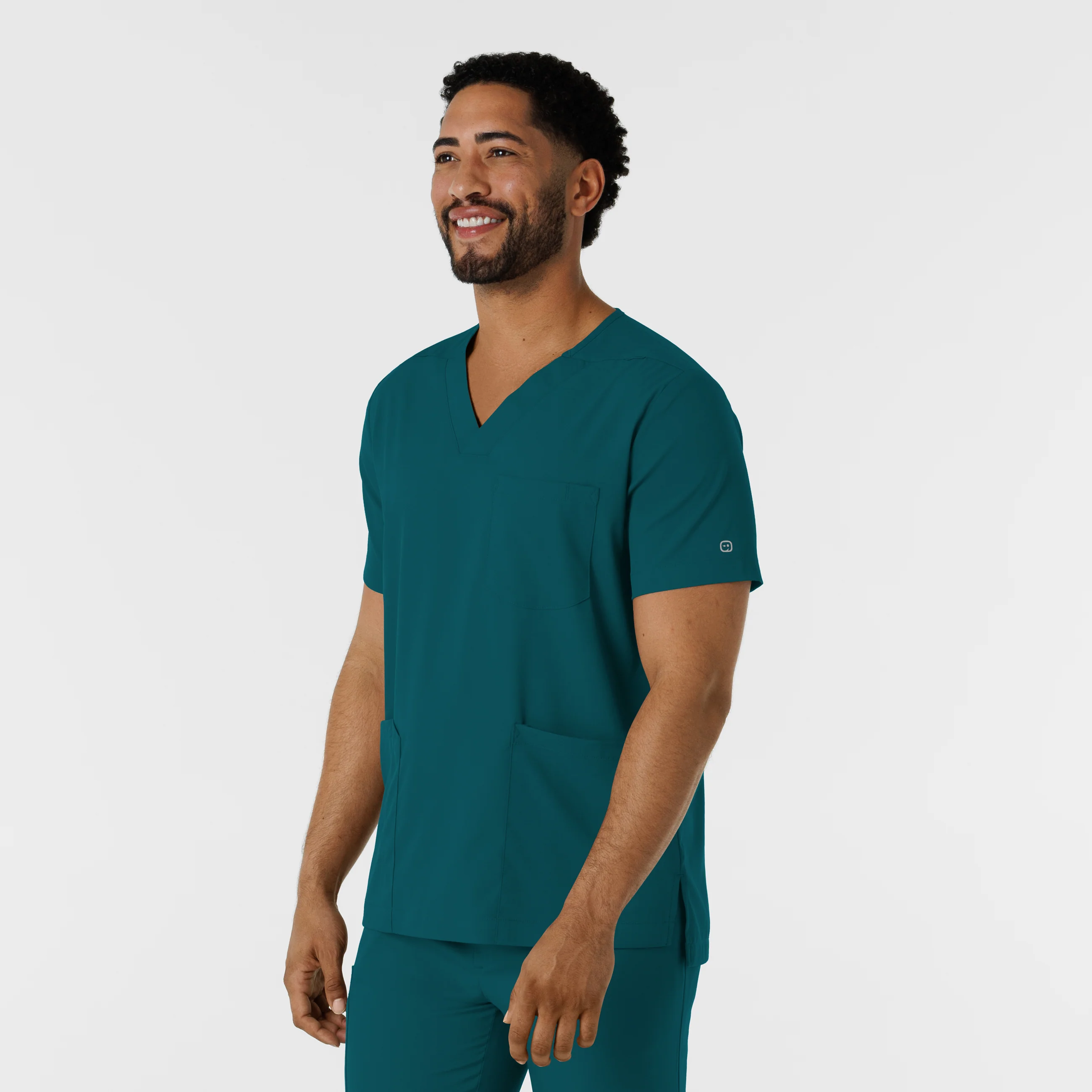 Boundless Men's Multi Pocket V-Neck Scrub Top - Caribbean - Image 4