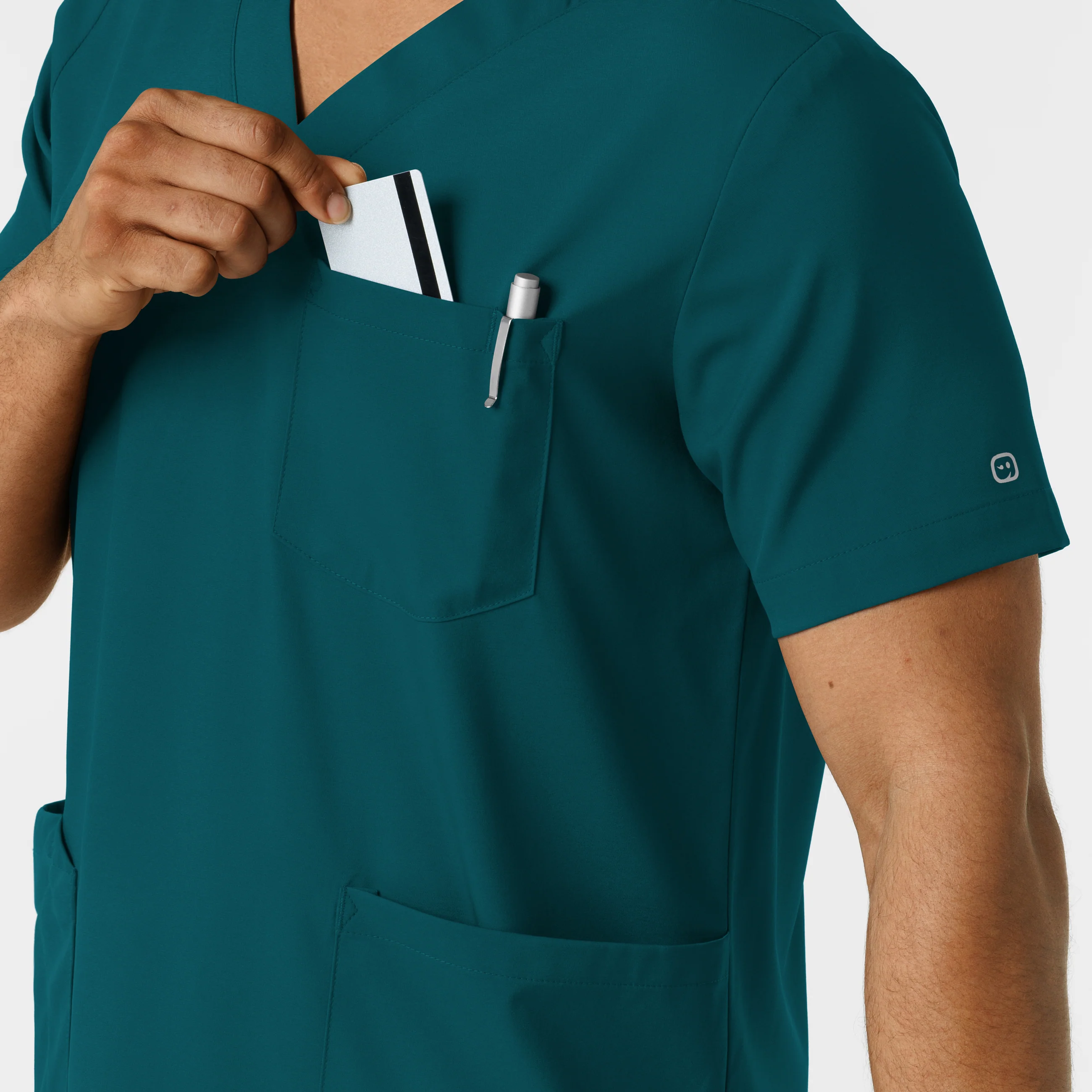 Boundless Men's Multi Pocket V-Neck Scrub Top - Caribbean - Image 7