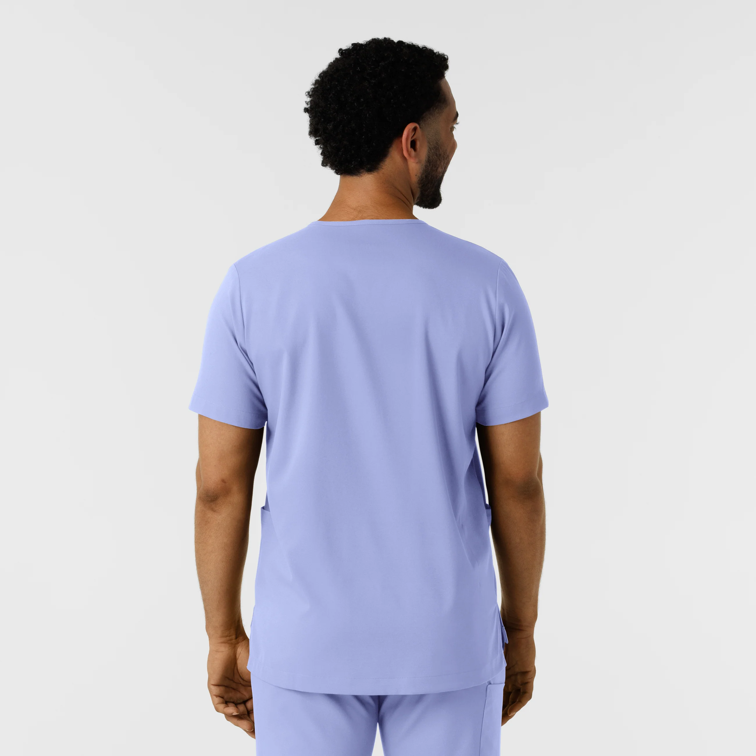Boundless Men's Multi Pocket V-Neck Scrub Top - Ceil Blue - Image 2
