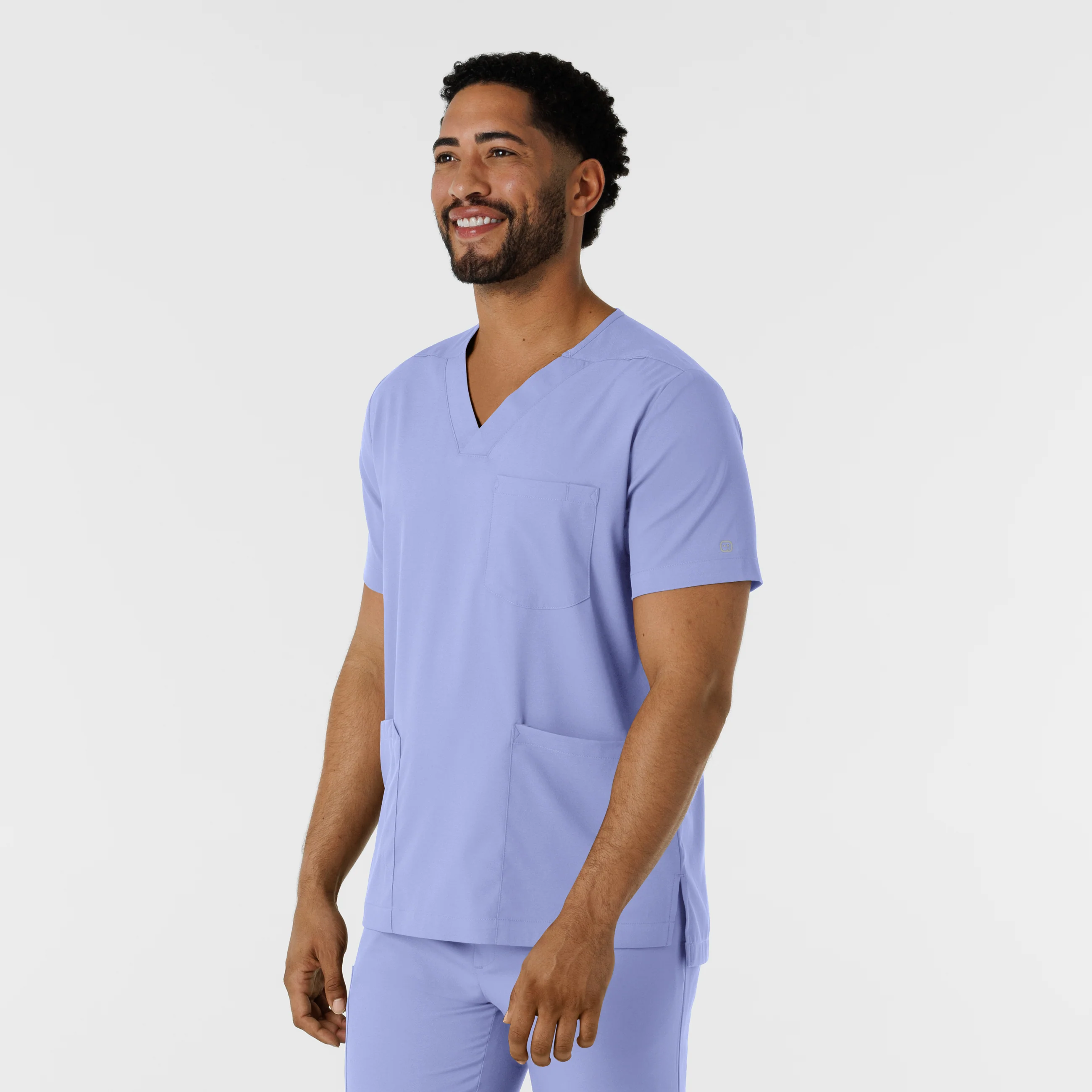Boundless Men's Multi Pocket V-Neck Scrub Top - Ceil Blue - Image 4