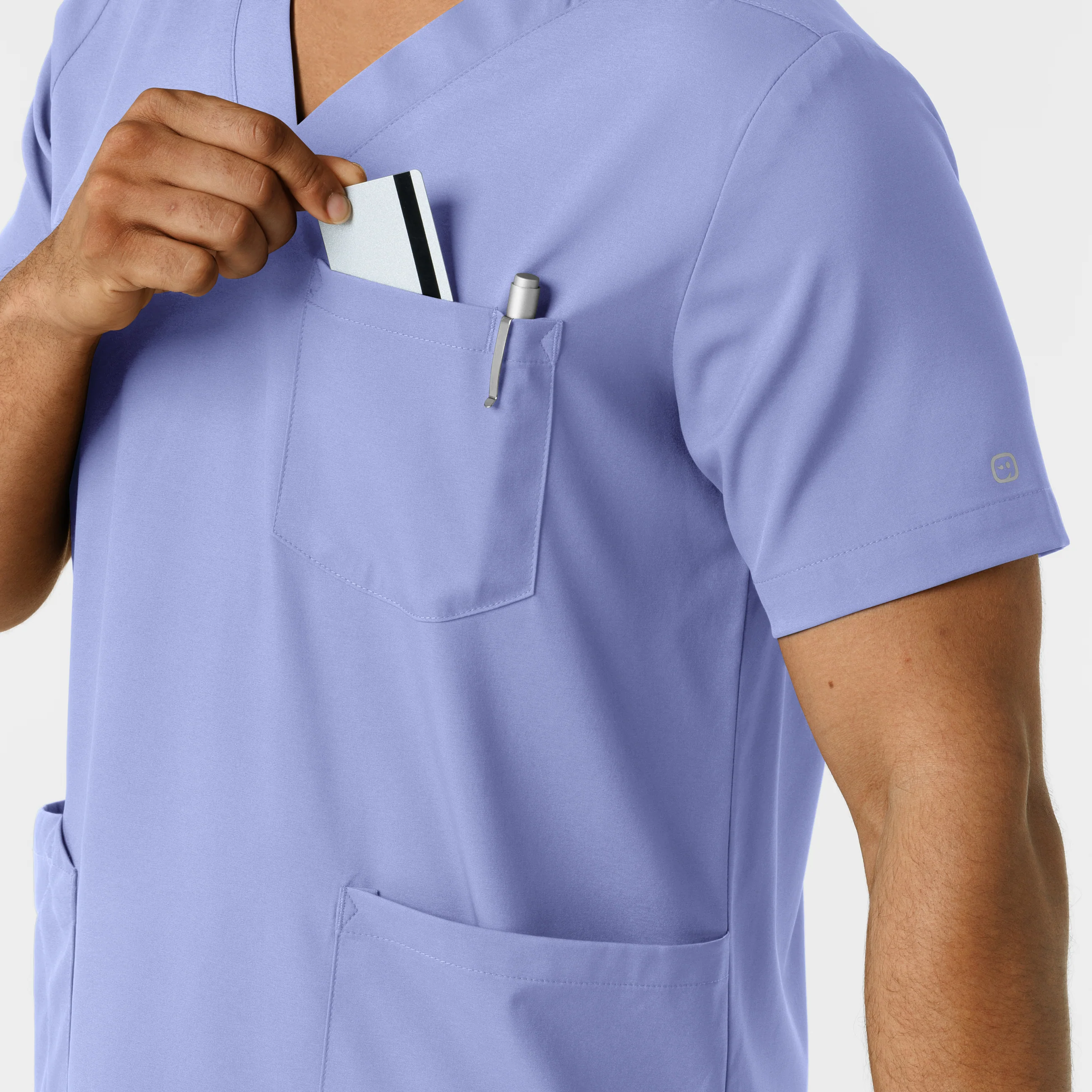 Boundless Men's Multi Pocket V-Neck Scrub Top - Ceil Blue - Image 7