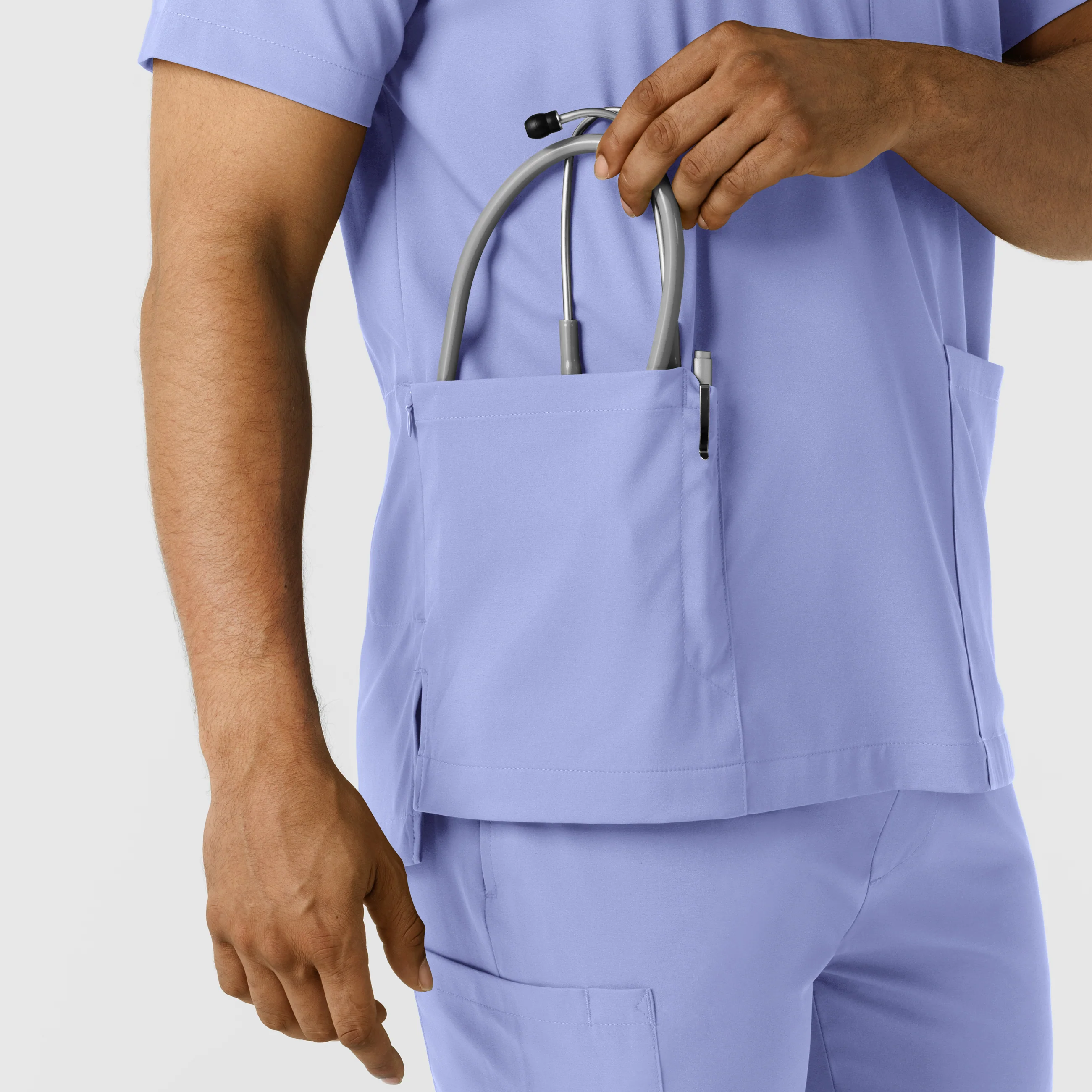 Boundless Men's Multi Pocket V-Neck Scrub Top - Ceil Blue - Image 9