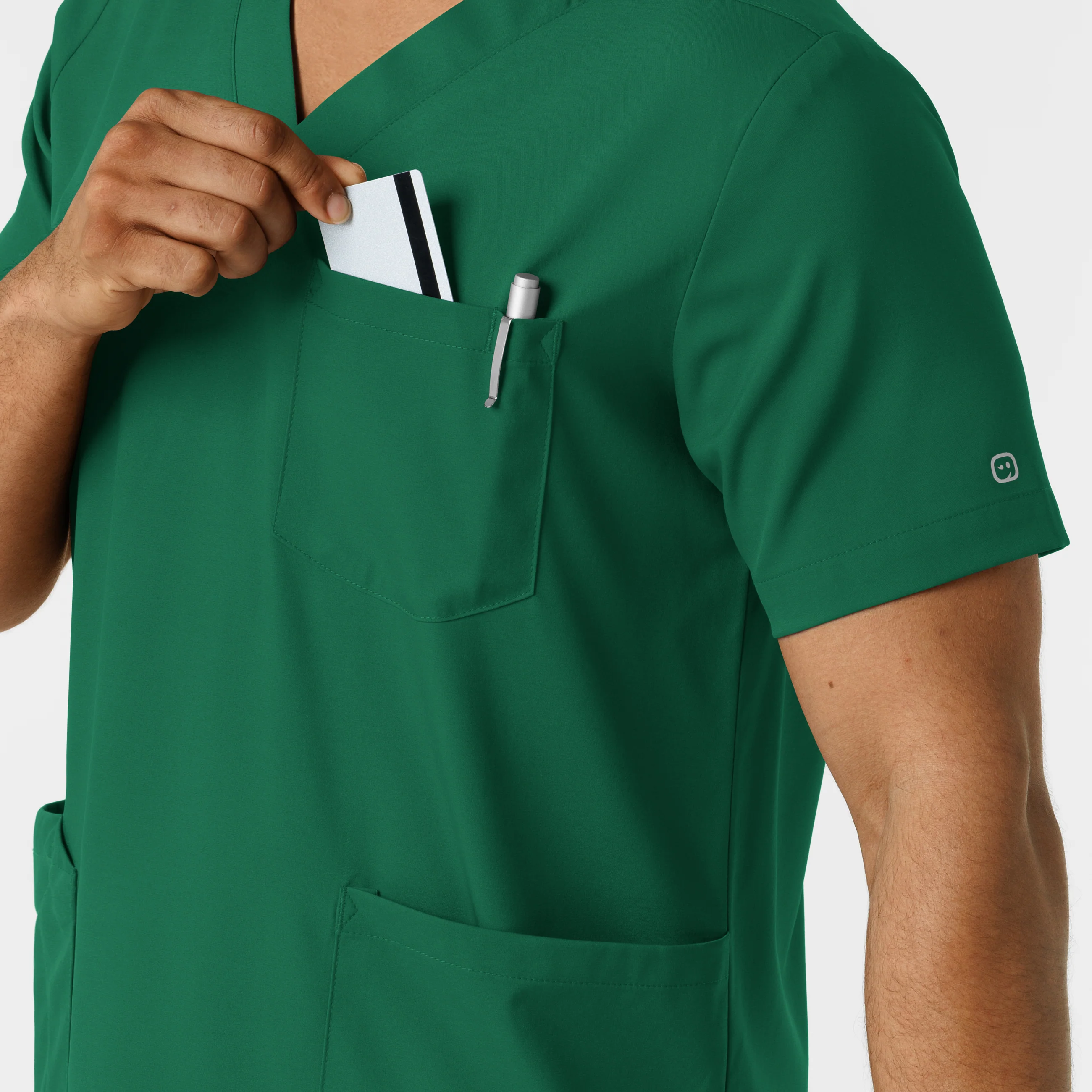 Boundless Men's Multi Pocket V-Neck Scrub Top - Hunter - Image 7