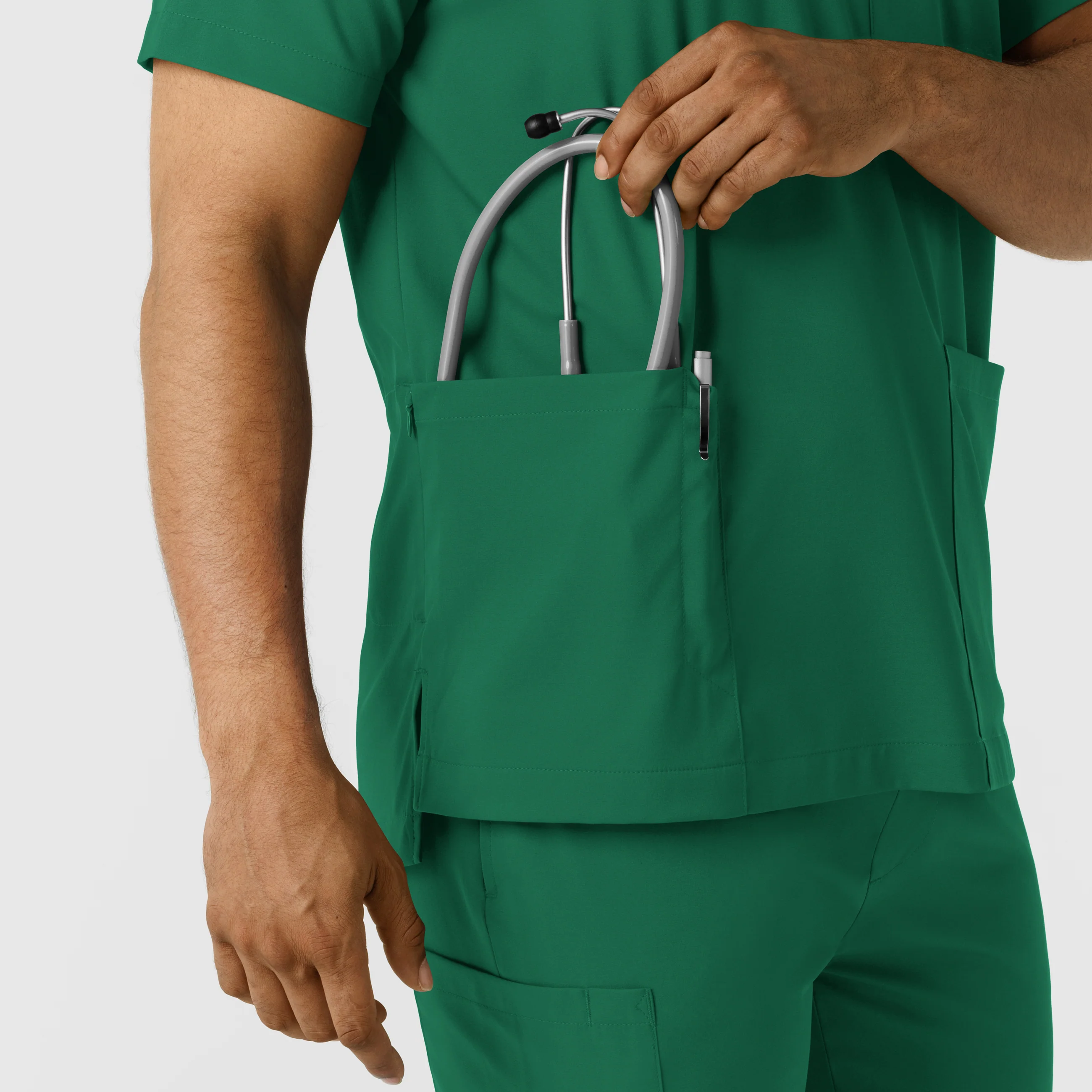 Boundless Men's Multi Pocket V-Neck Scrub Top - Hunter - Image 9