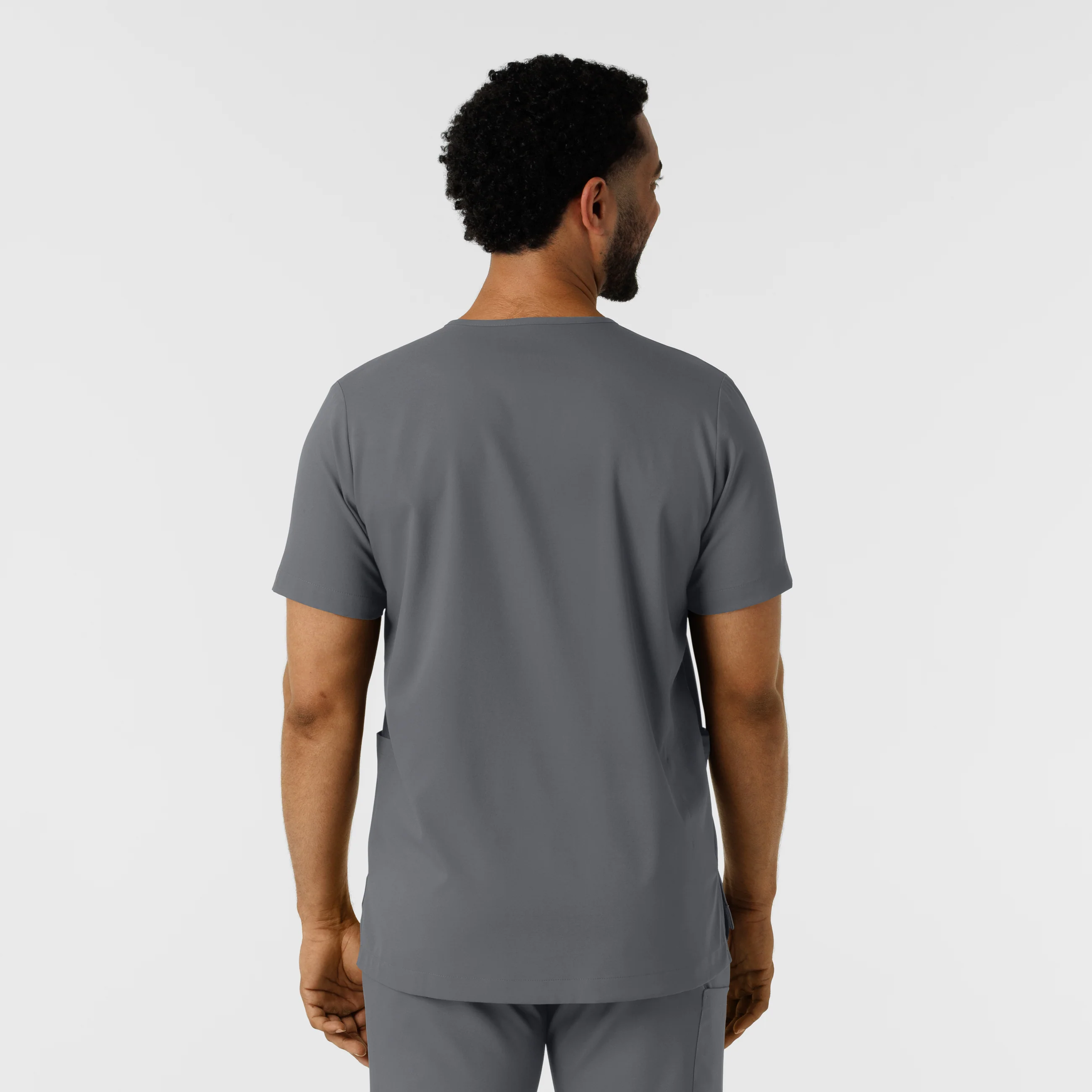 Boundless Men's Multi Pocket V-Neck Scrub Top - Pewter - Image 2