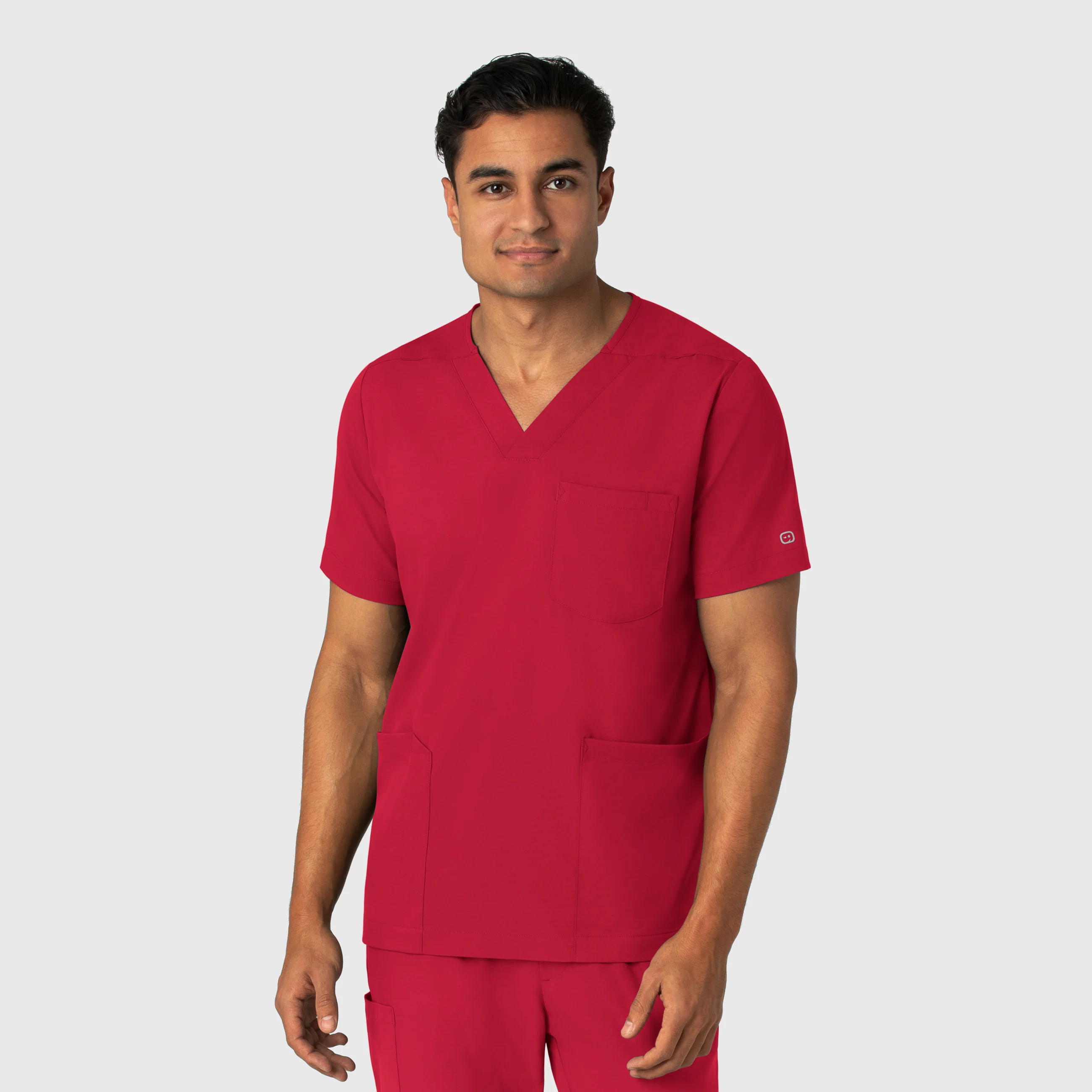 Boundless Men's Multi Pocket V-Neck Scrub Top - Red