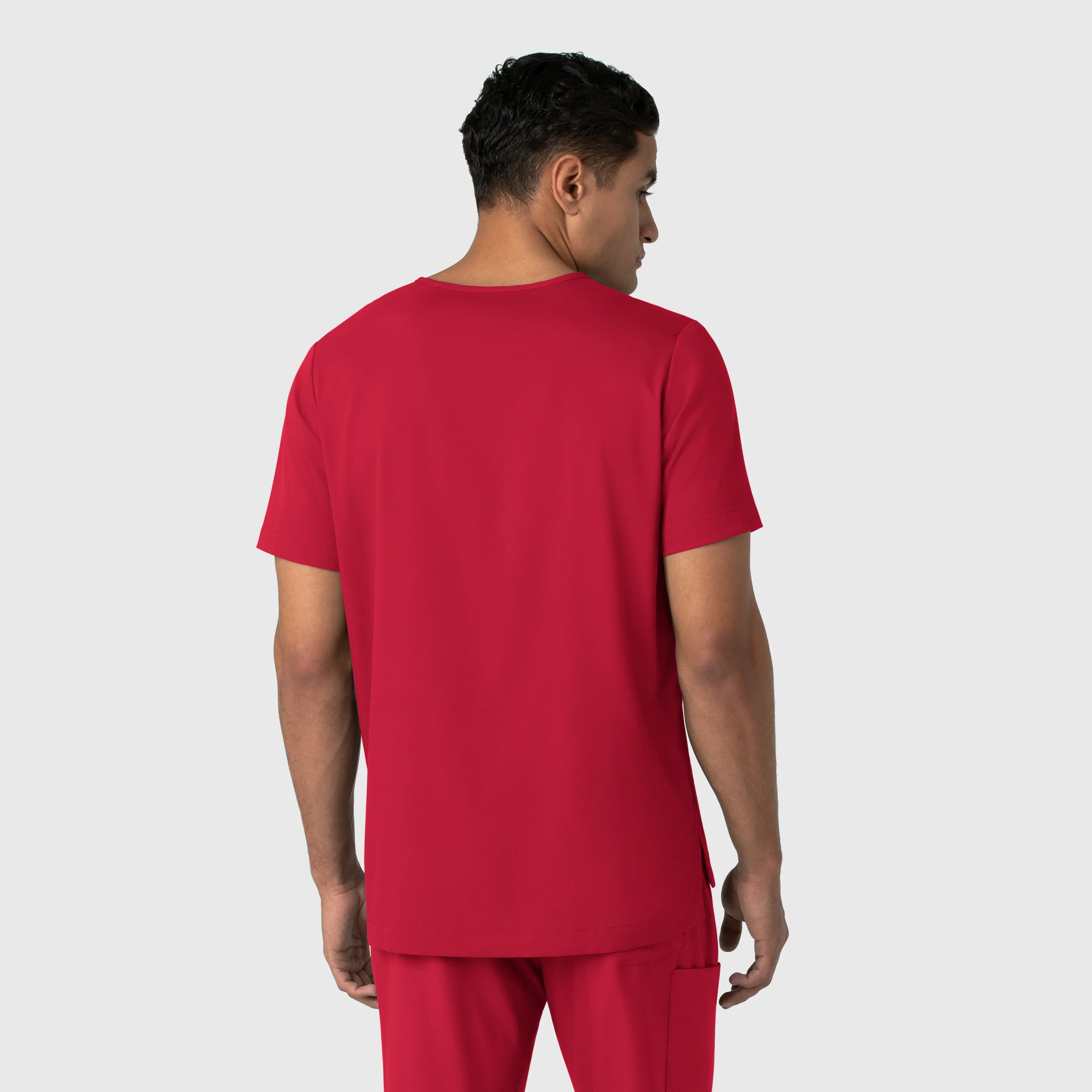 Boundless Men's Multi Pocket V-Neck Scrub Top - Red - Image 2