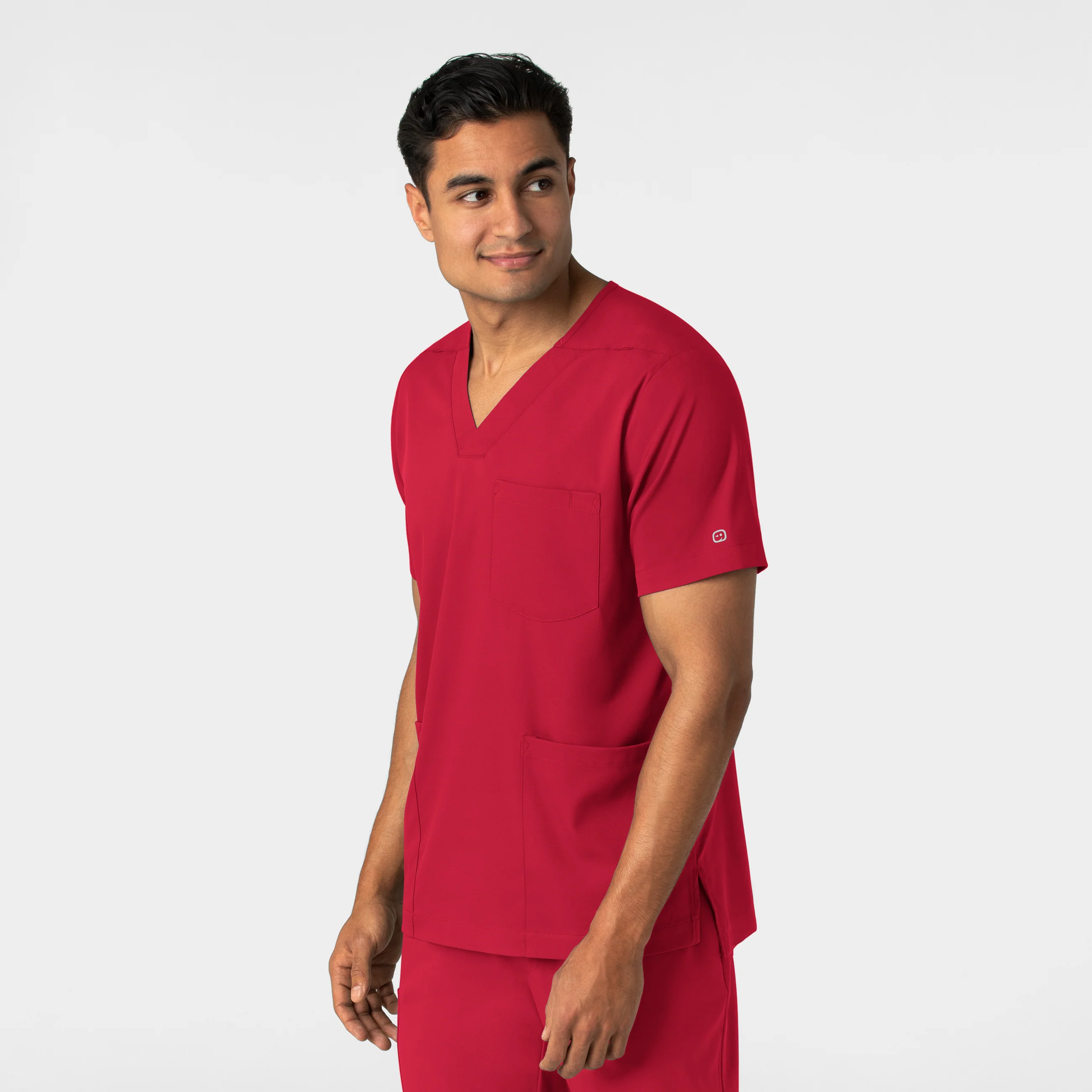 Boundless Men's Multi Pocket V-Neck Scrub Top - Red - Image 4