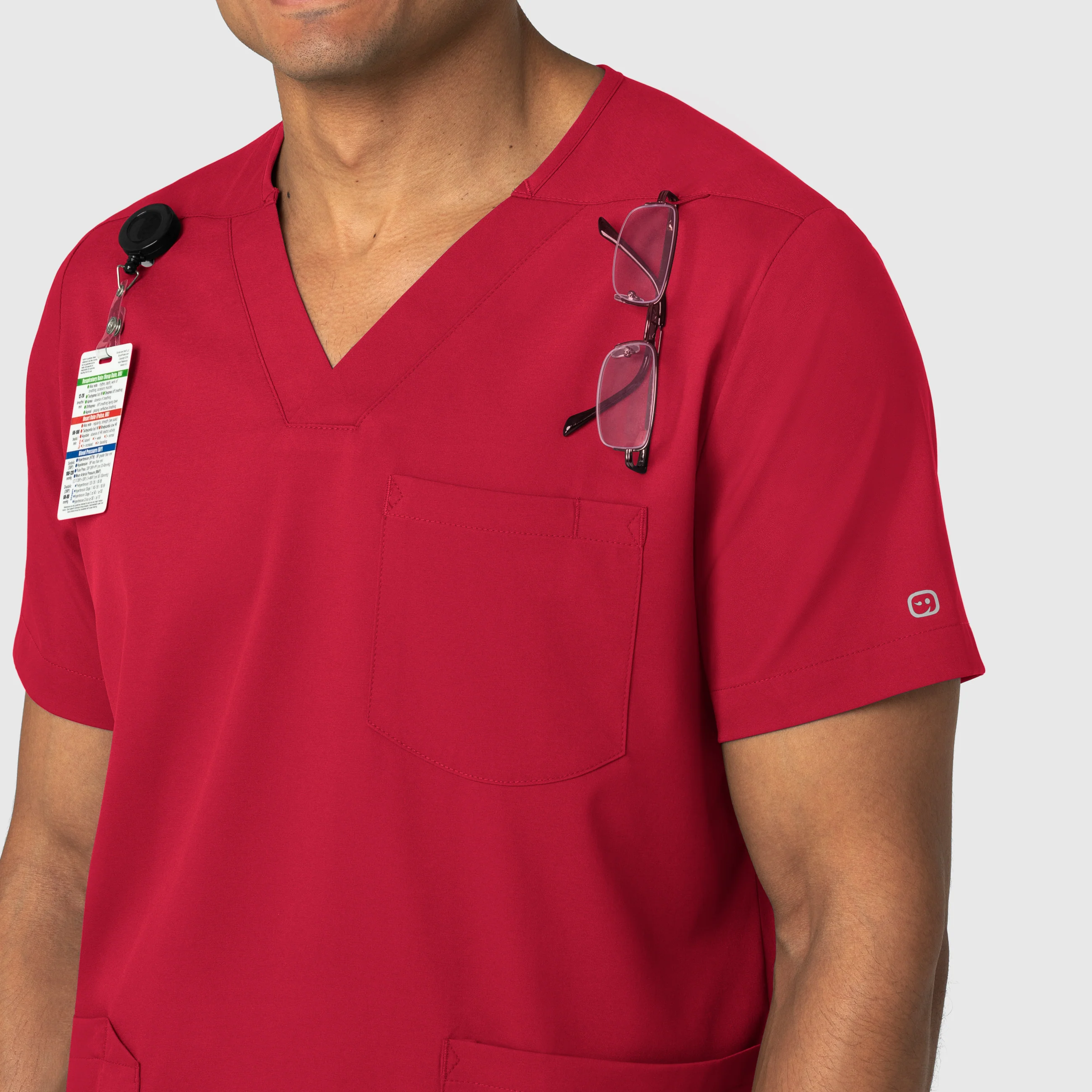 Boundless Men's Multi Pocket V-Neck Scrub Top - Red - Image 6