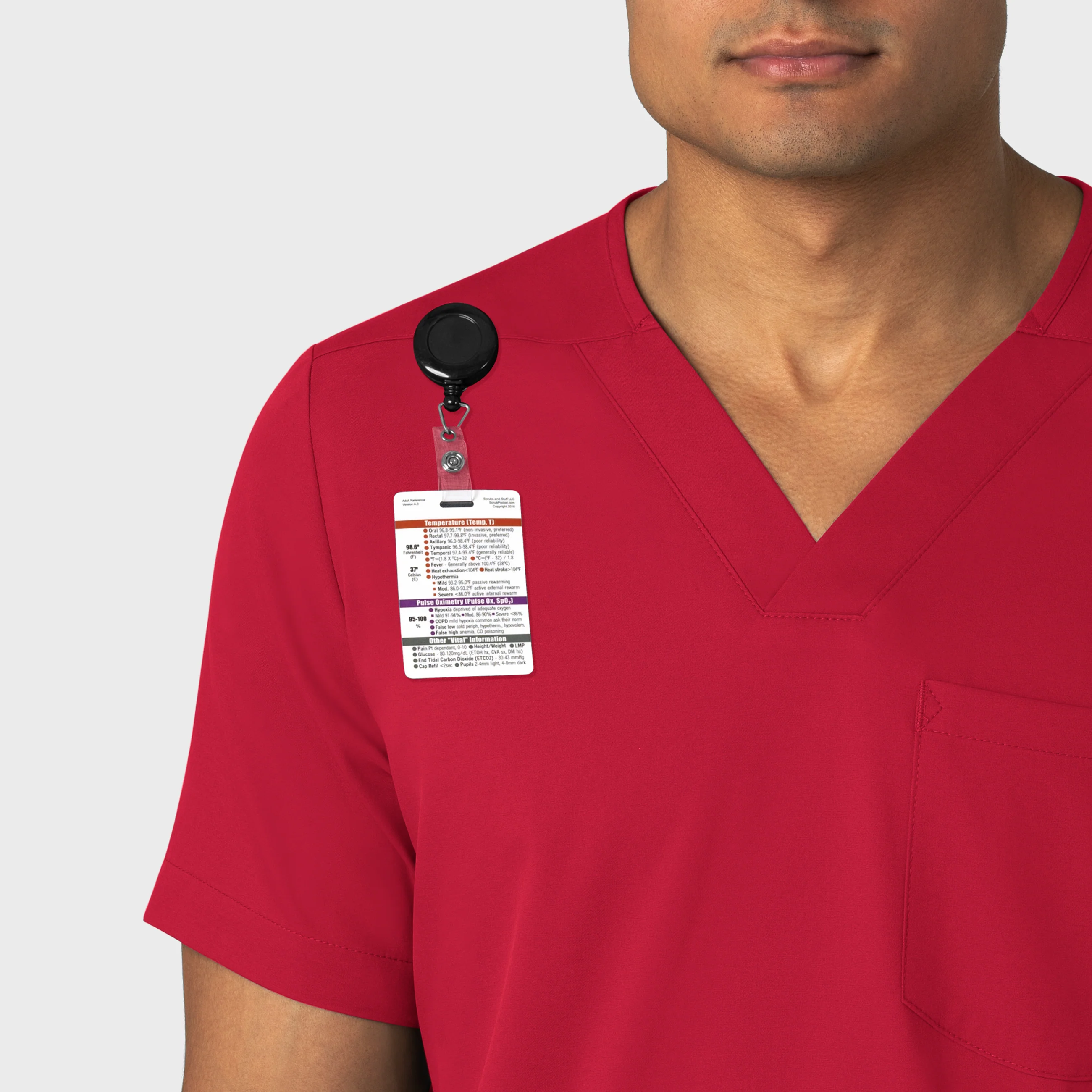 Boundless Men's Multi Pocket V-Neck Scrub Top - Red - Image 7