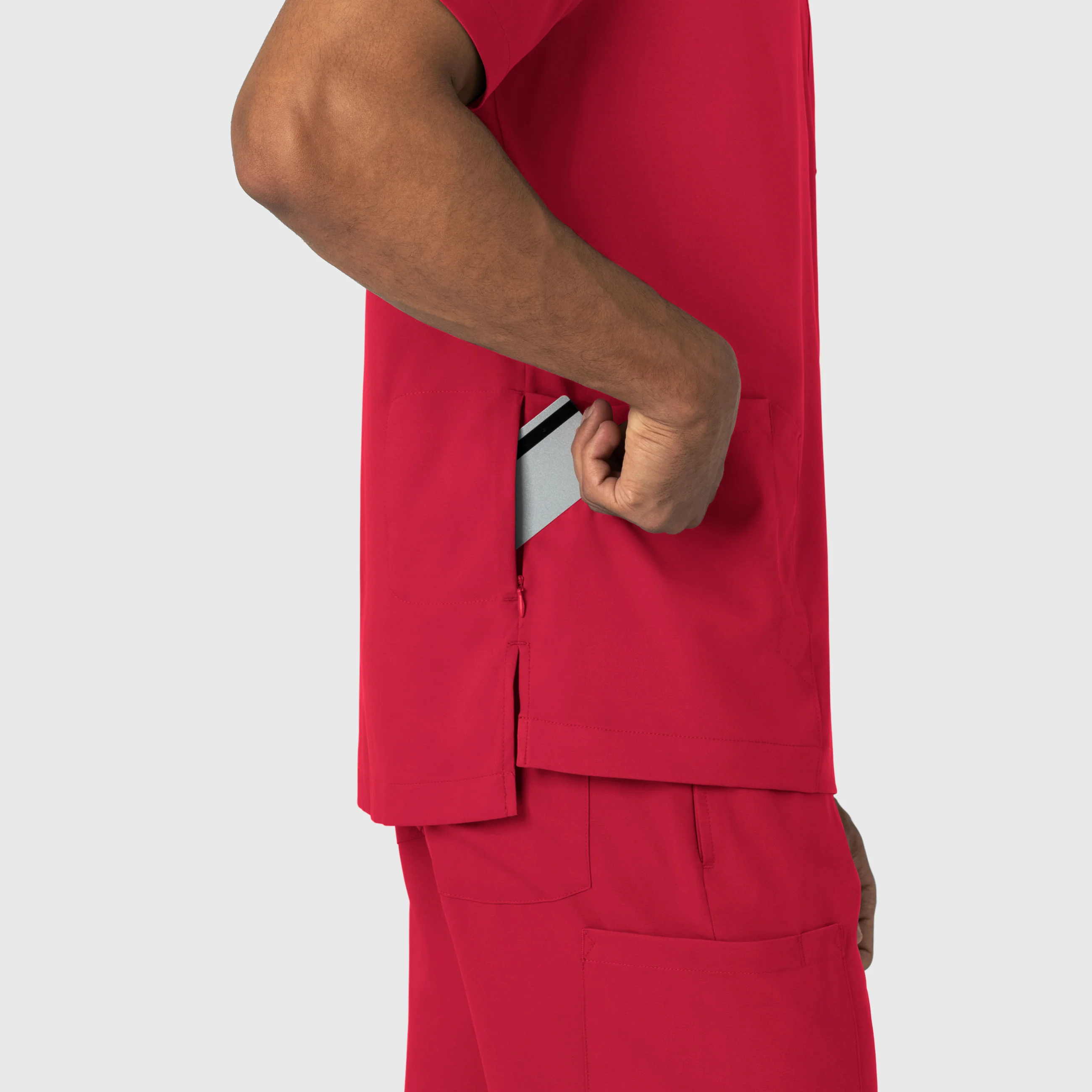 Boundless Men's Multi Pocket V-Neck Scrub Top - Red - Image 8