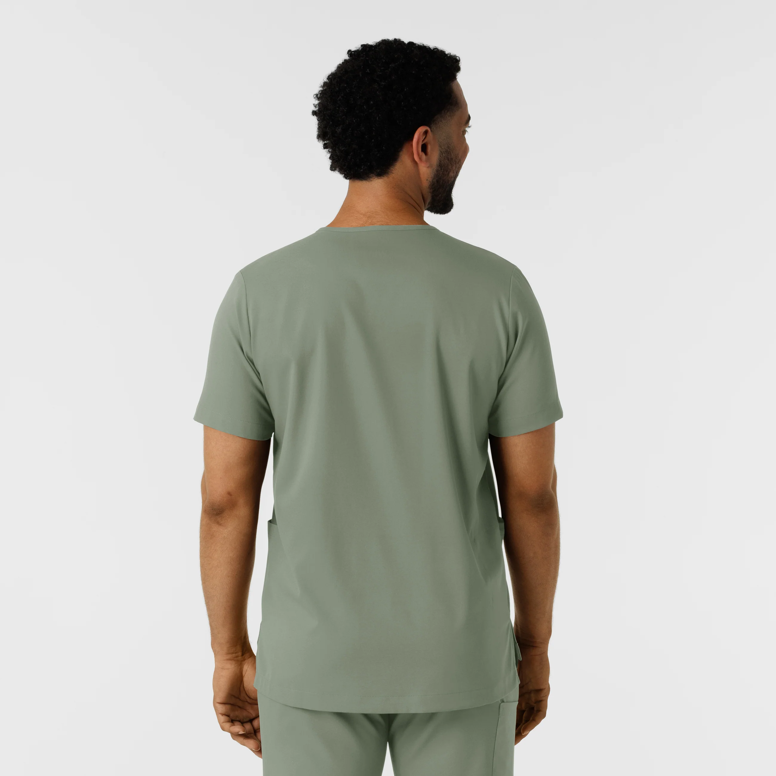 Boundless Men's Multi Pocket V-Neck Scrub Top - Sage - Image 2