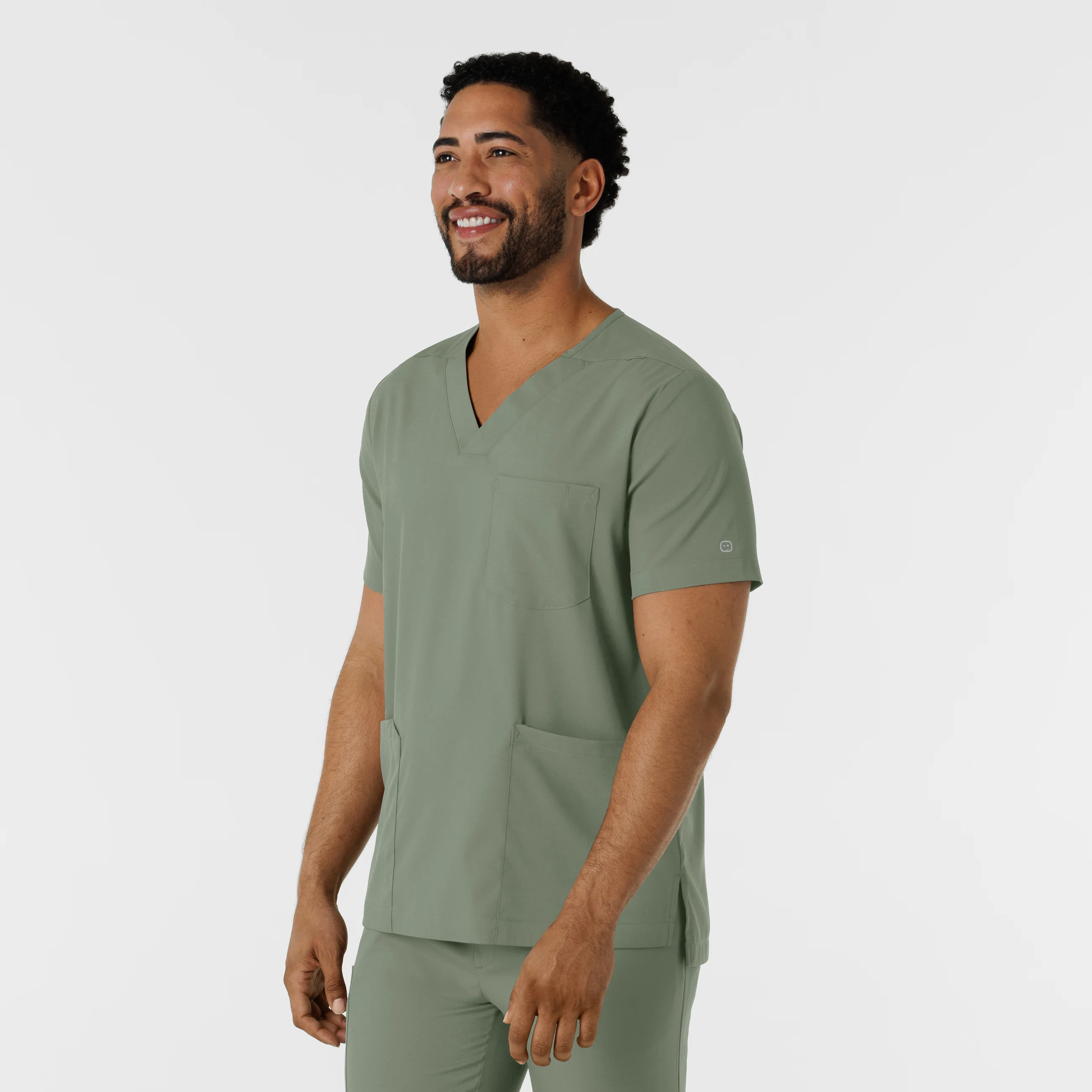 Boundless Men's Multi Pocket V-Neck Scrub Top - Sage - Image 4