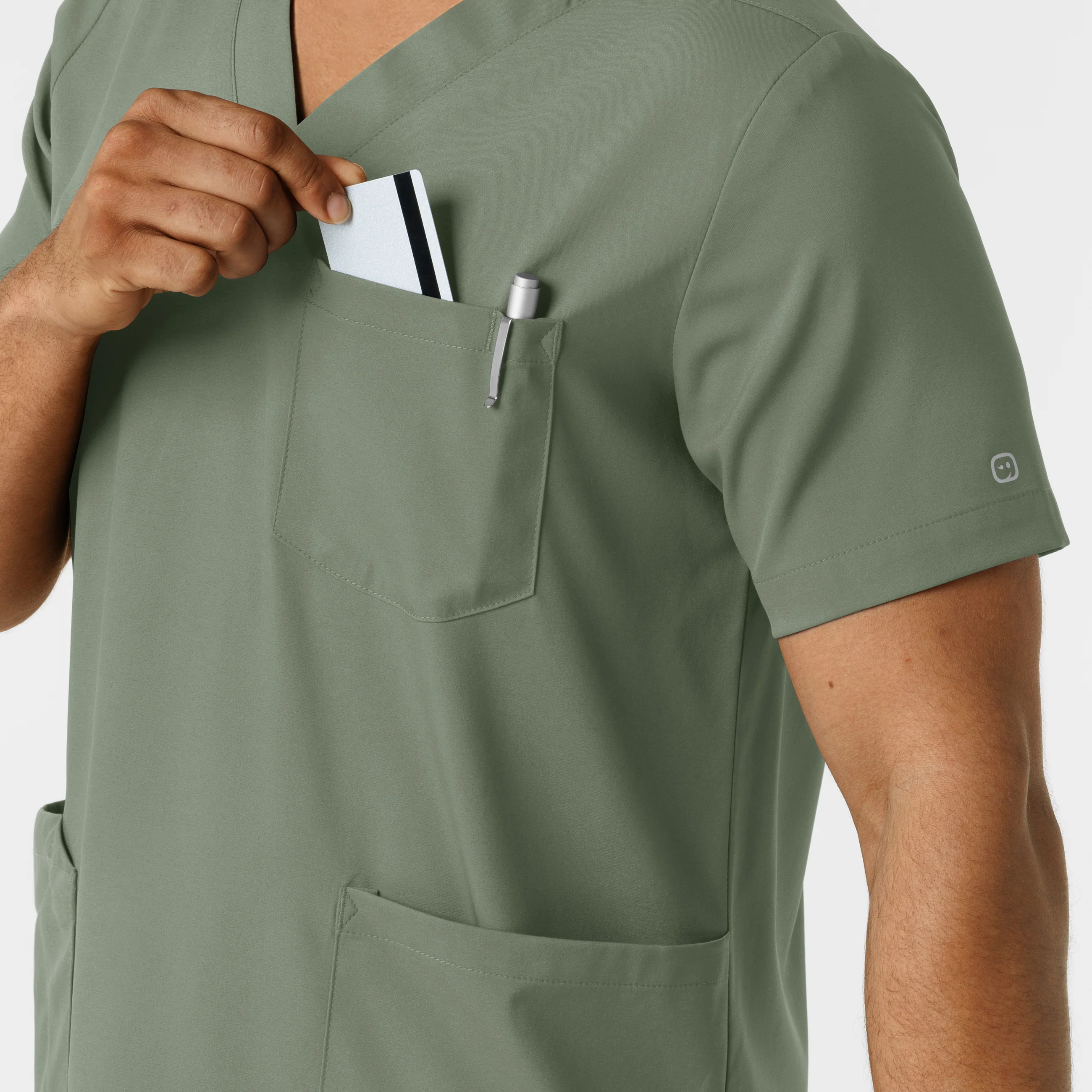 Boundless Men's Multi Pocket V-Neck Scrub Top - Sage - Image 7