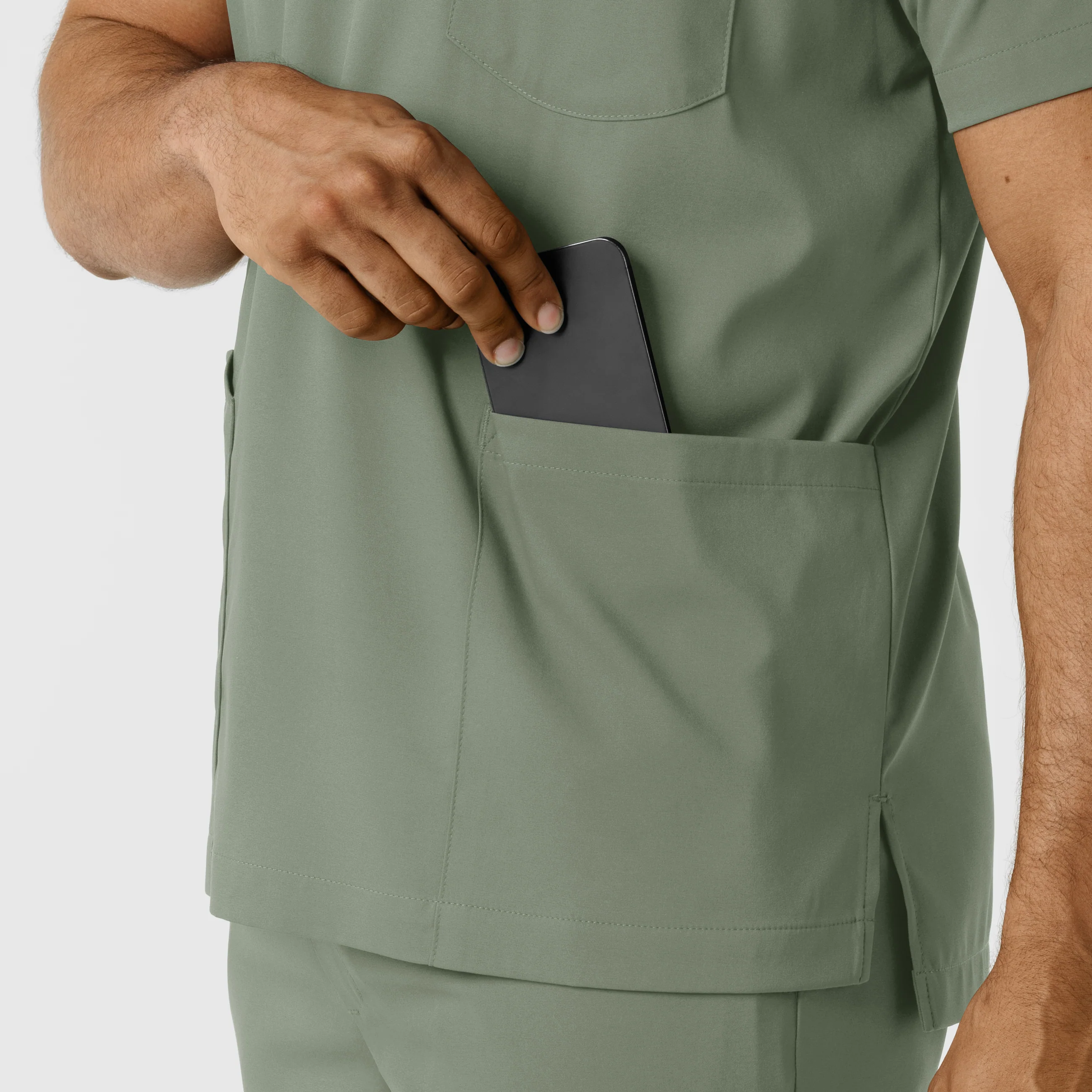Boundless Men's Multi Pocket V-Neck Scrub Top - Sage - Image 8
