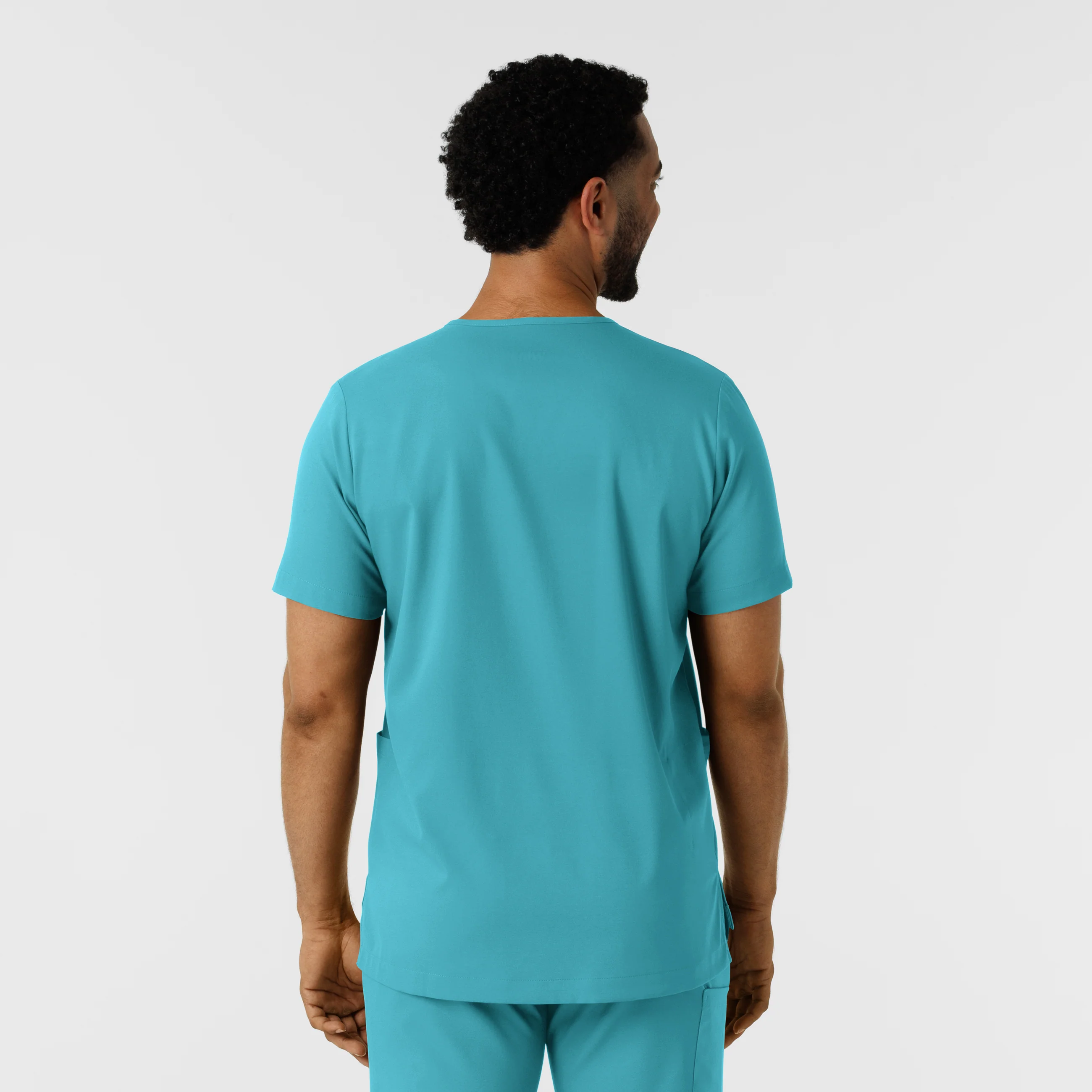 Boundless Men's Multi Pocket V-Neck Scrub Top - Teal - Image 2