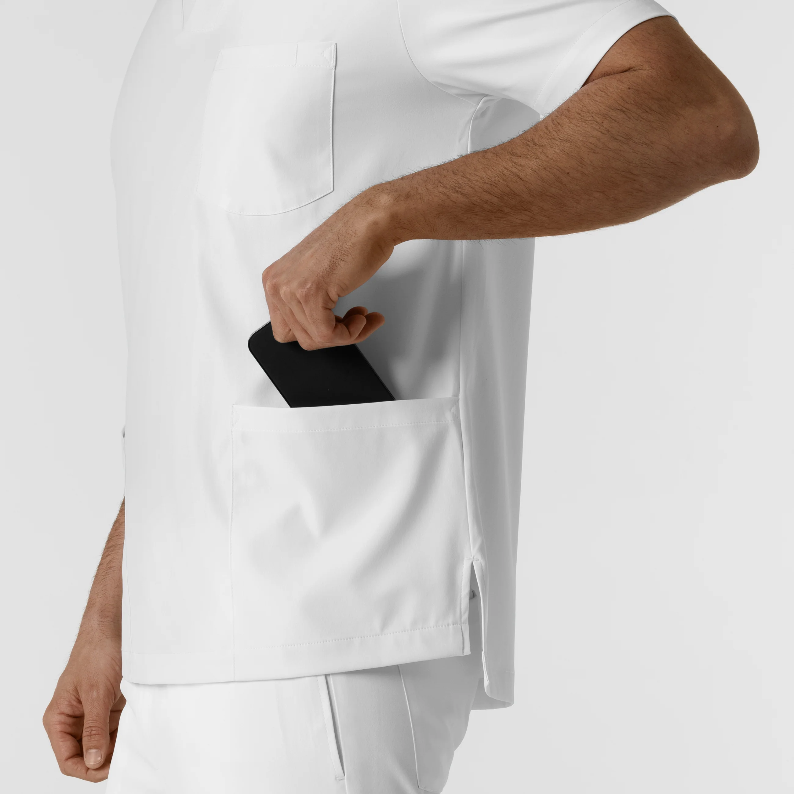 Boundless Men's Multi Pocket V-Neck Scrub Top - White - Image 11