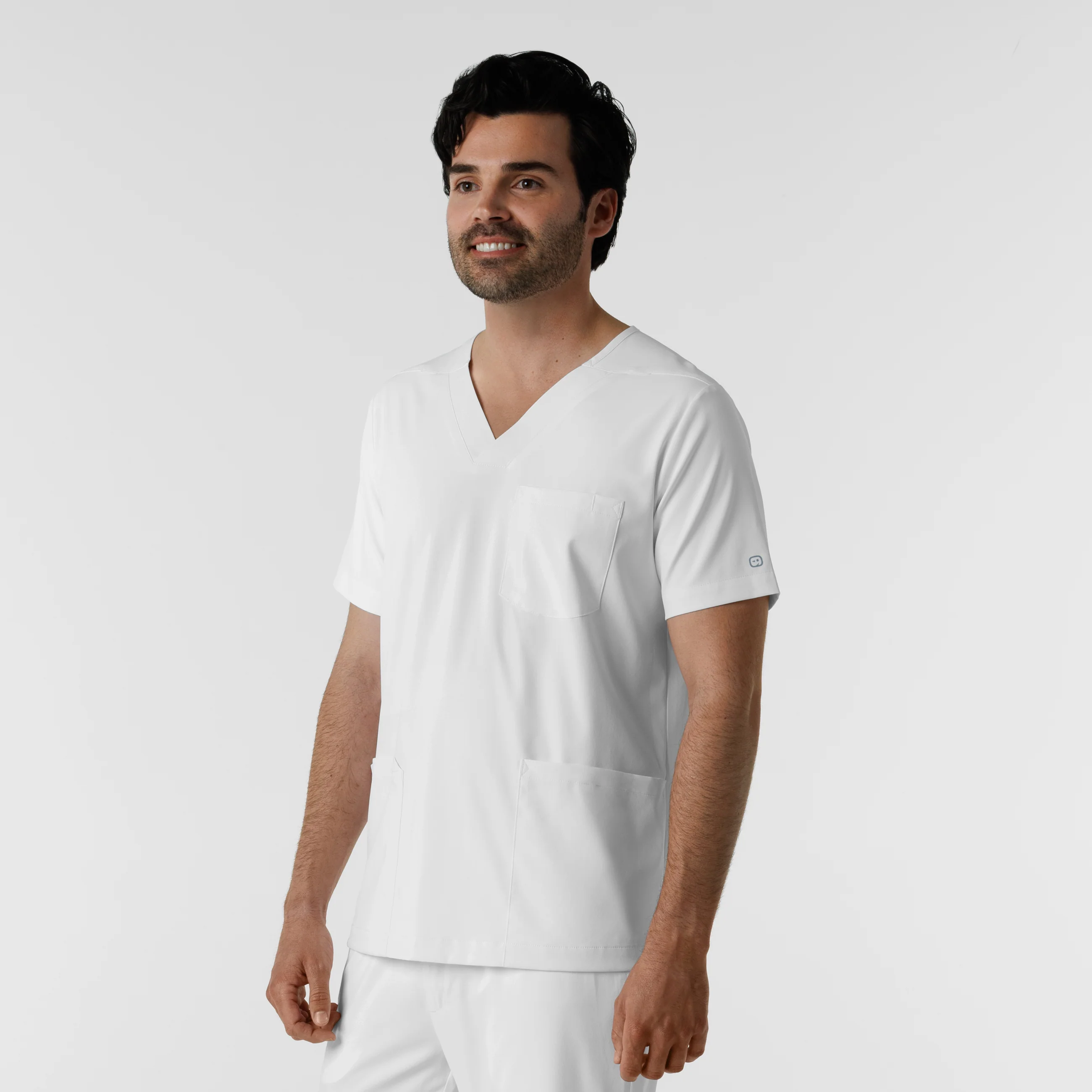 Boundless Men's Multi Pocket V-Neck Scrub Top - White - Image 4