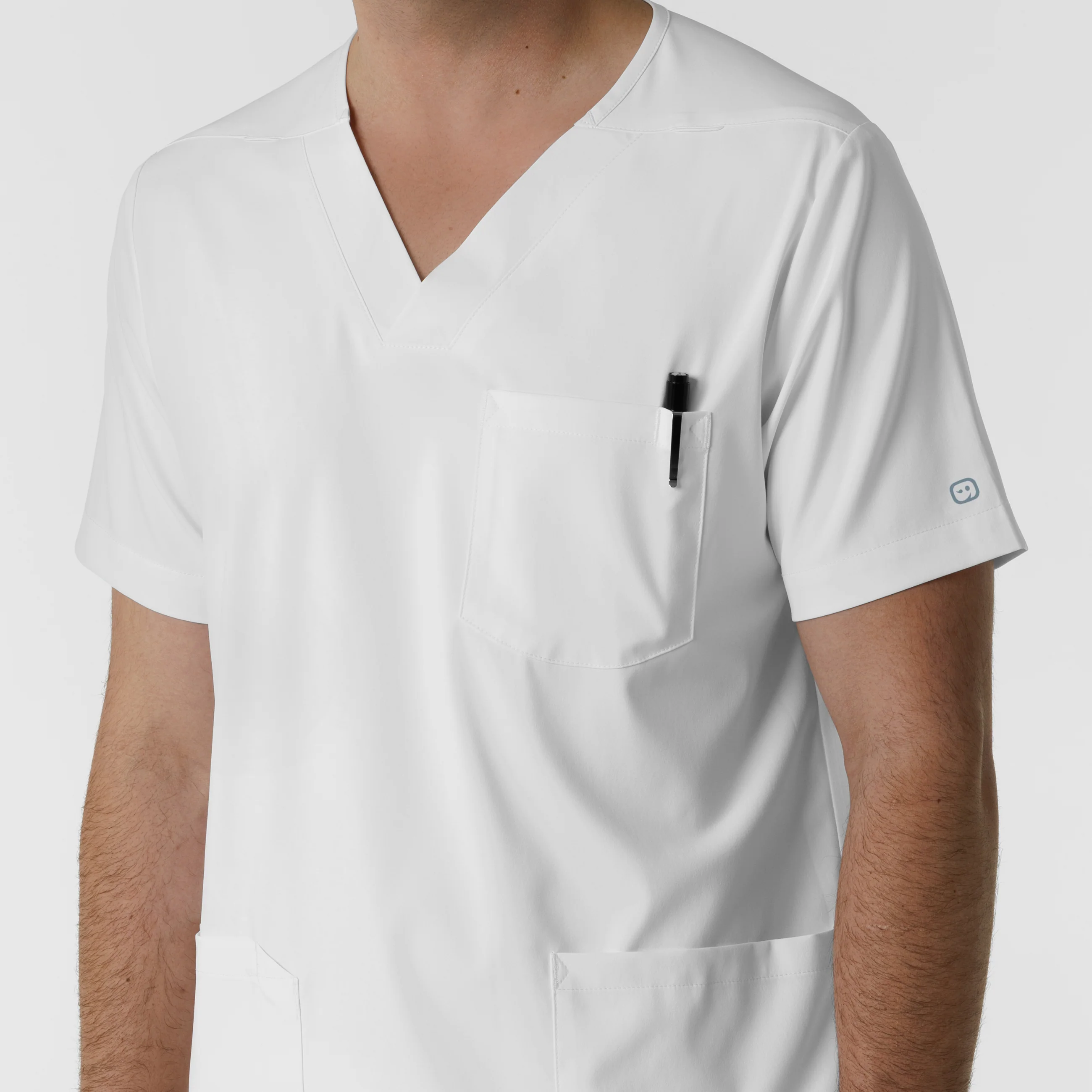 Boundless Men's Multi Pocket V-Neck Scrub Top - White - Image 8
