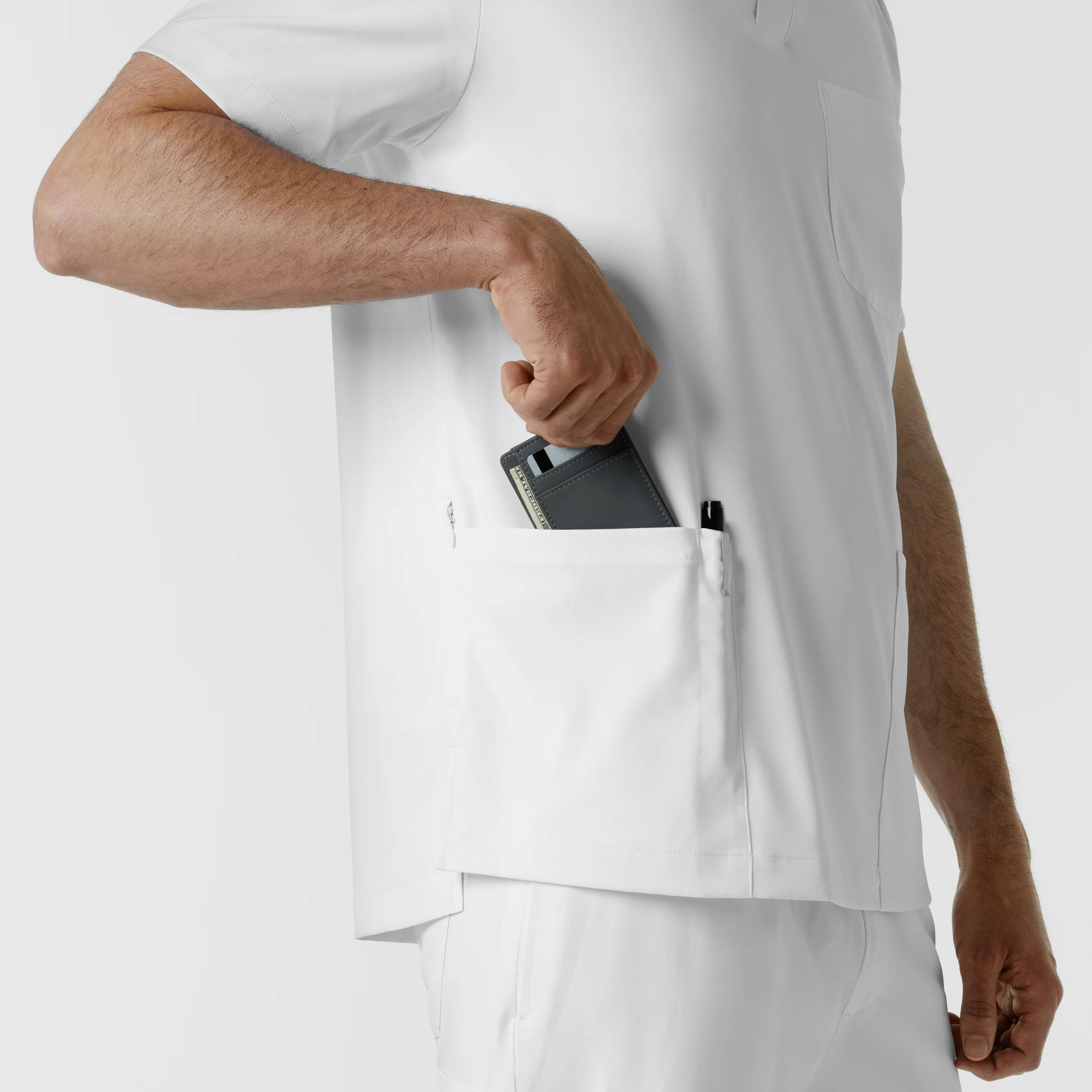 Boundless Men's Multi Pocket V-Neck Scrub Top - White - Image 9