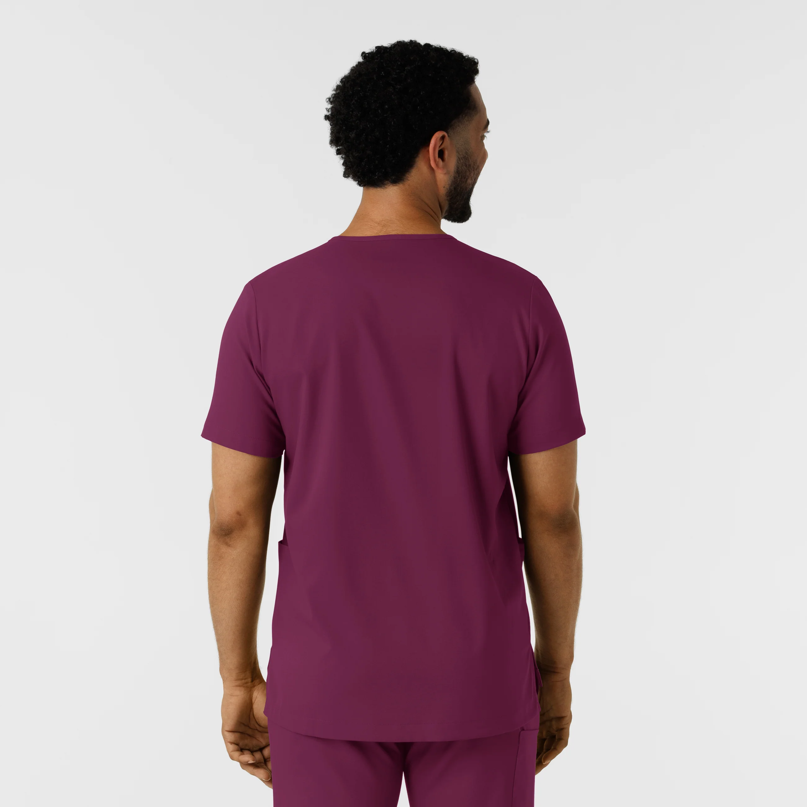 Boundless Men's Multi Pocket V-Neck Scrub Top - Wine - Image 2