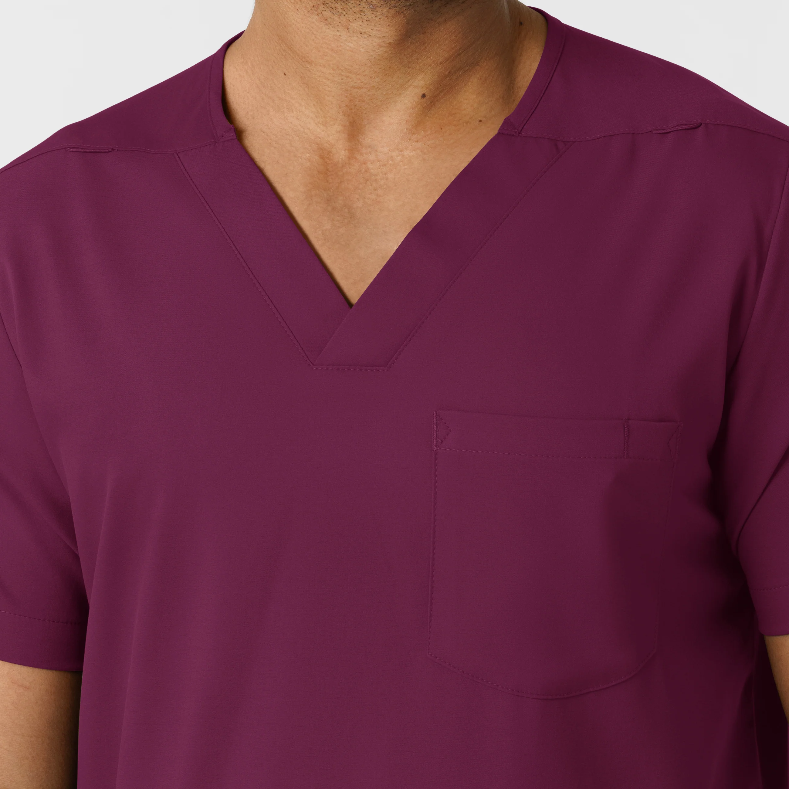 Boundless Men's Multi Pocket V-Neck Scrub Top - Wine - Image 5
