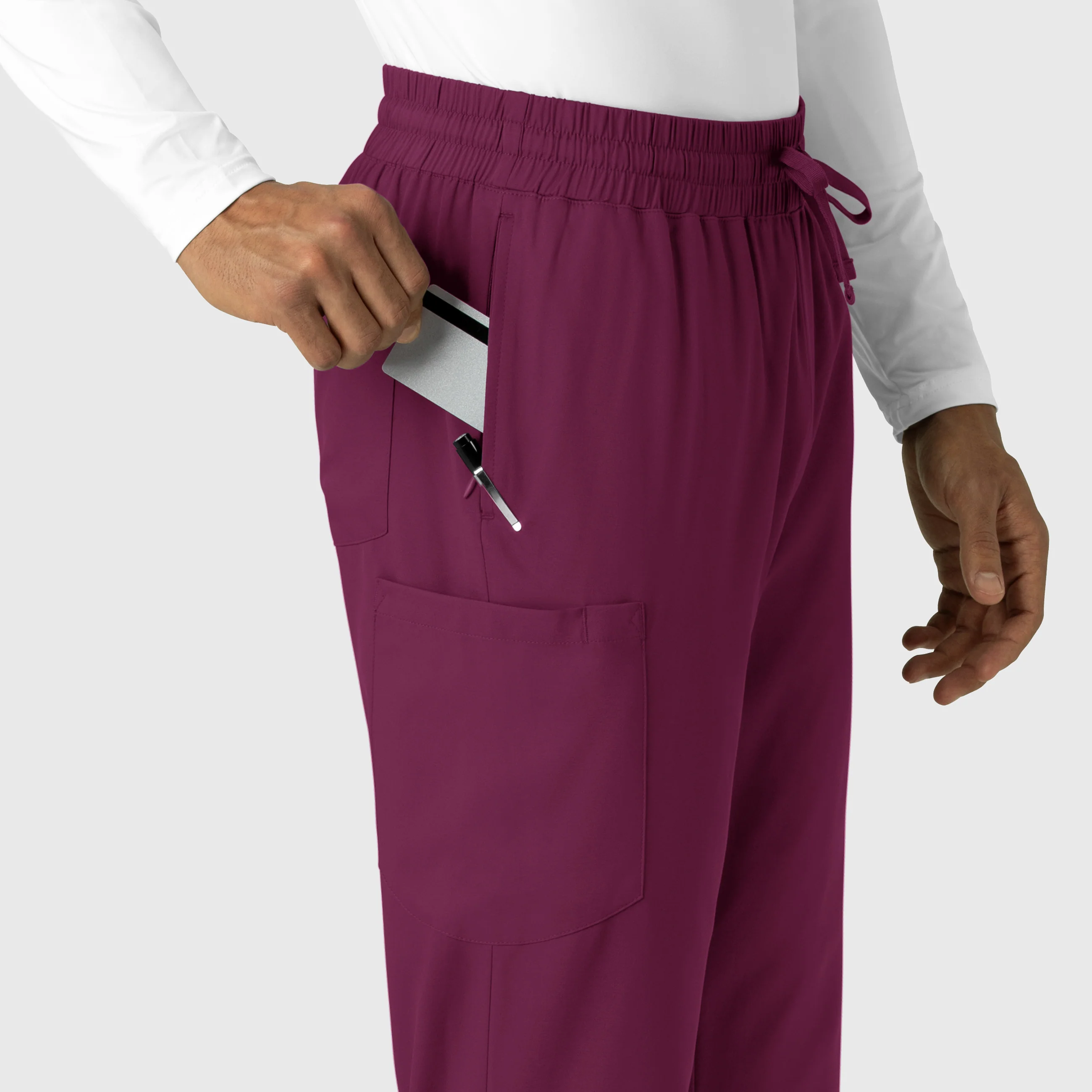 Boundless Men's Straight Leg Scrub Pant - Wine - Image 5