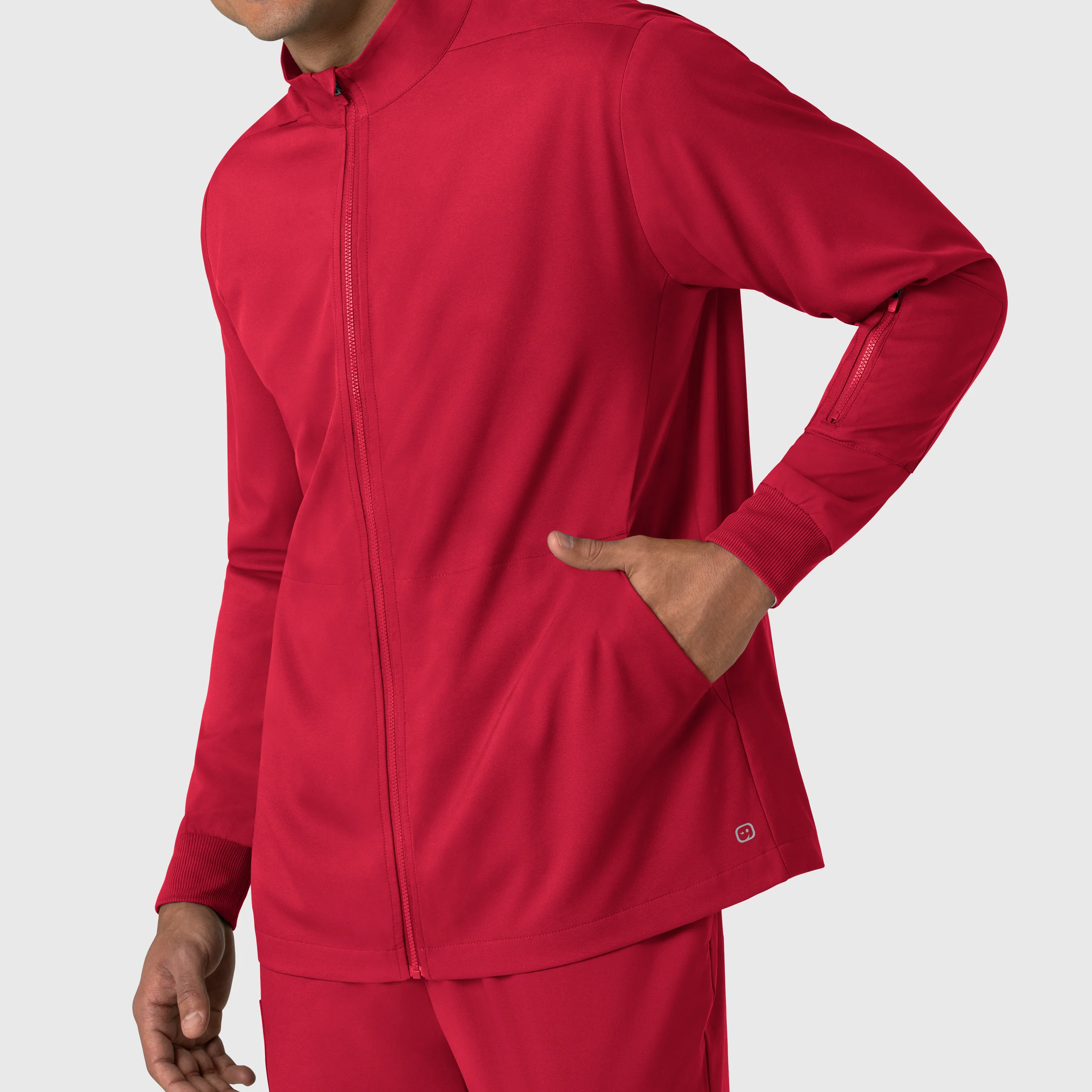 Boundless Men's Warm Up Scrub Jacket - Red - Image 5