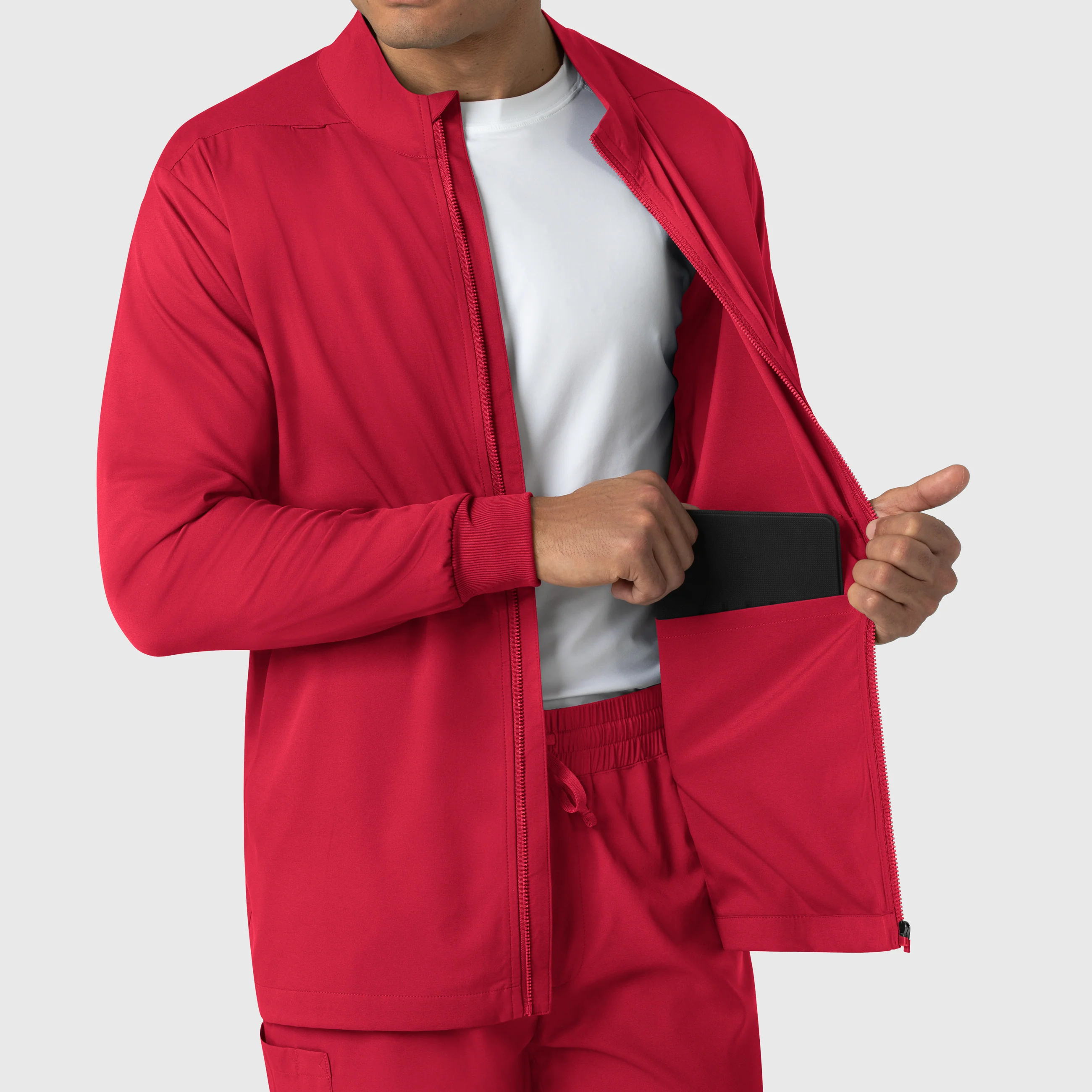Boundless Men's Warm Up Scrub Jacket - Red - Image 7
