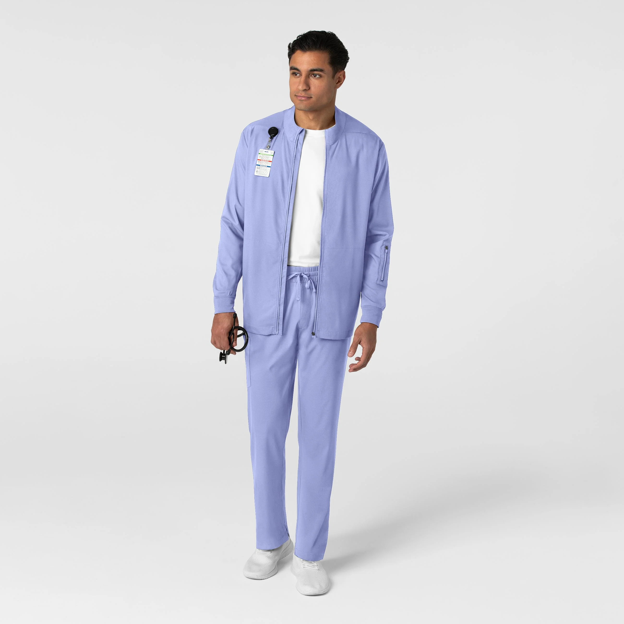 Boundless Men's Warm Up Scrub Jacket - Ceil Blue - Image 3