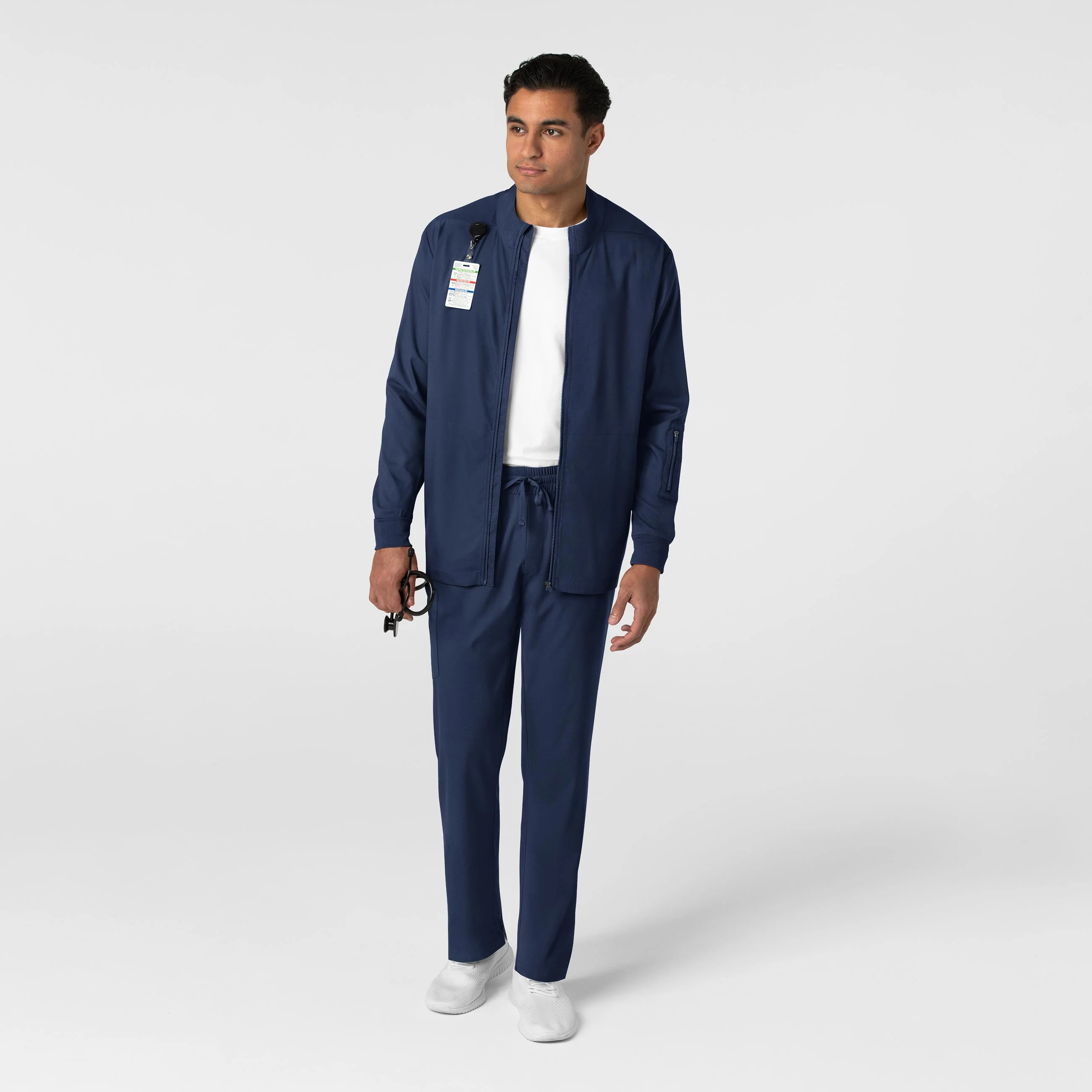 Boundless Men's Warm Up Scrub Jacket - Navy - Image 3