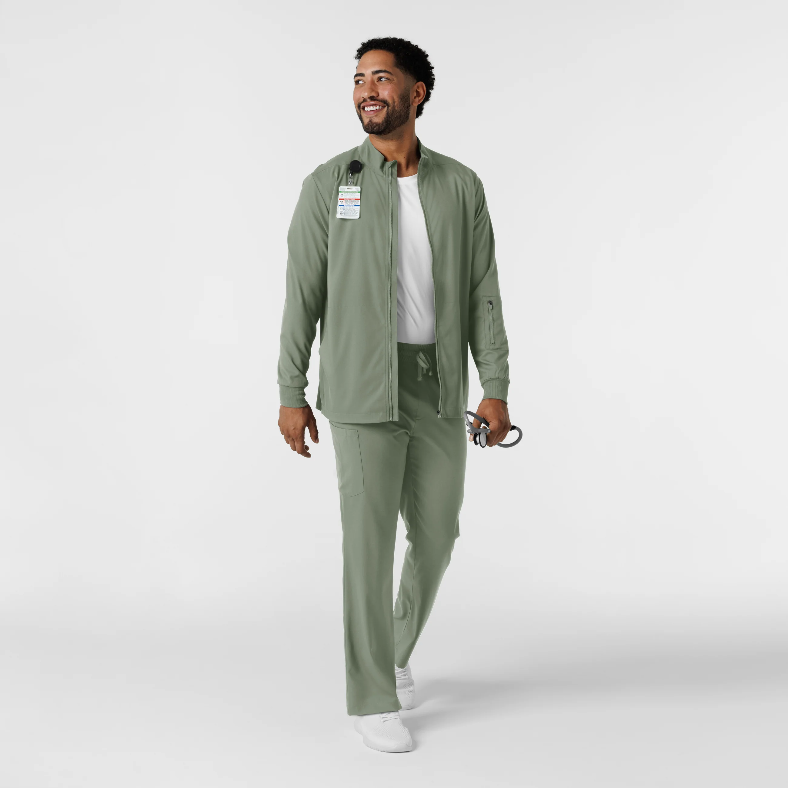 Boundless Men's Warm Up Scrub Jacket - Sage - Image 3