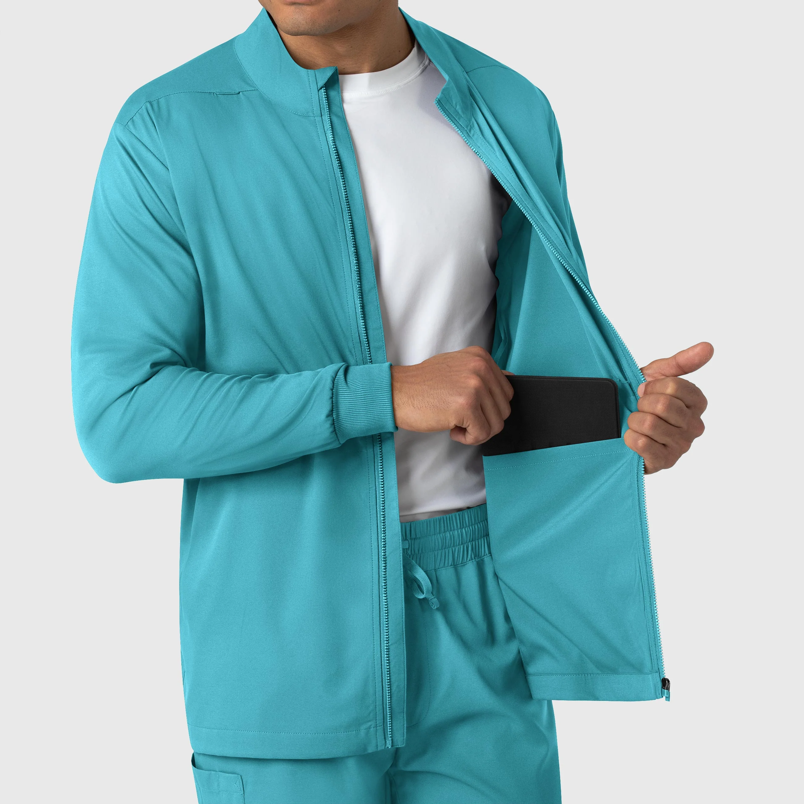 Boundless Men's Warm Up Scrub Jacket - Teal - Image 7