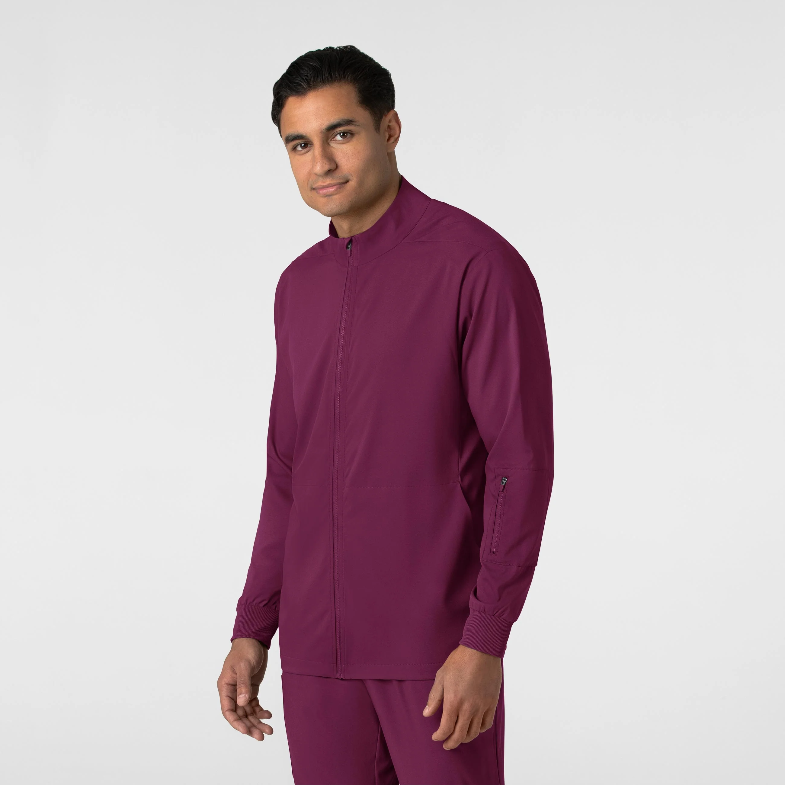 Boundless Men's Warm Up Scrub Jacket - Wine - Image 4